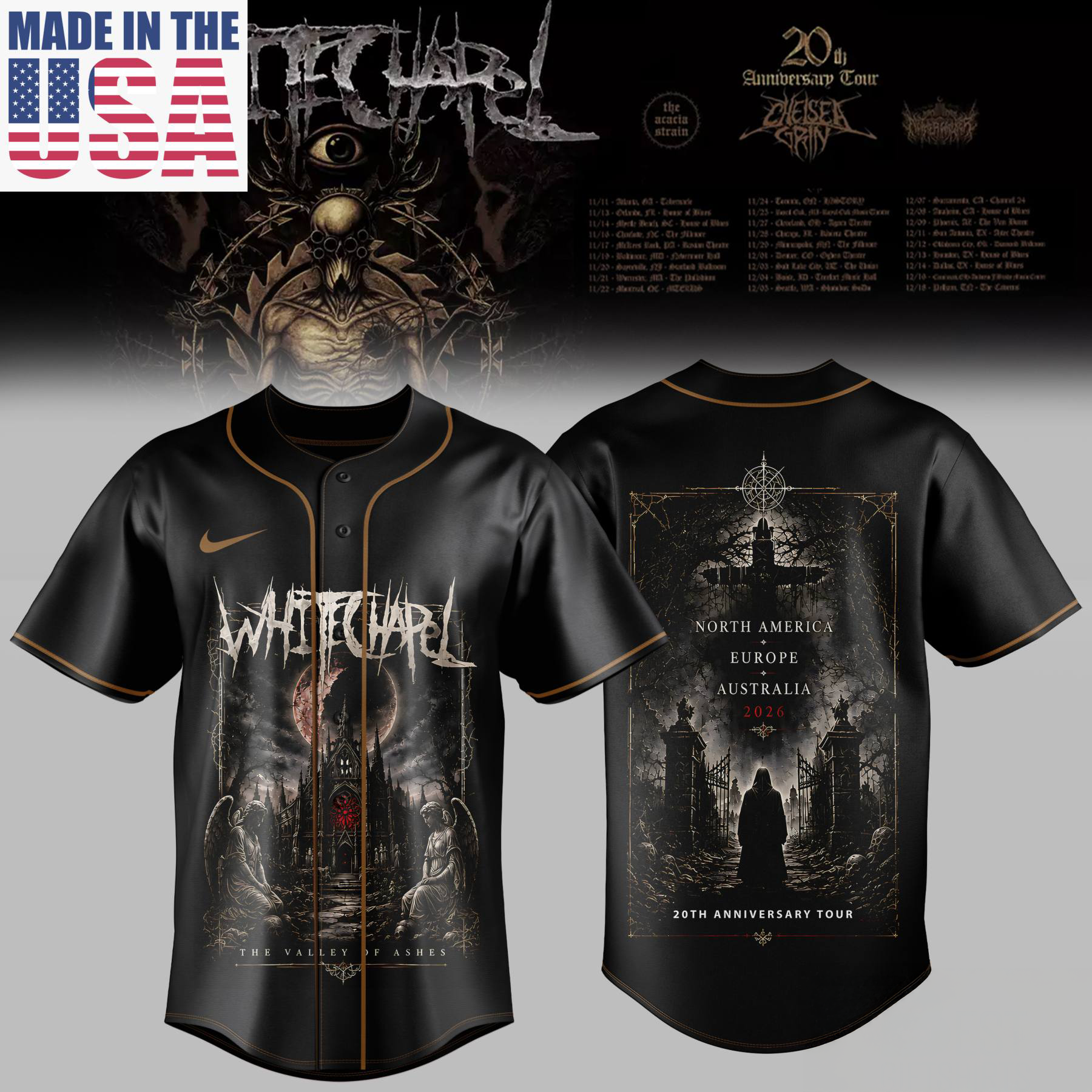 Whitechapel 20th Anniversary Tour Premium Baseball Jersey Fans