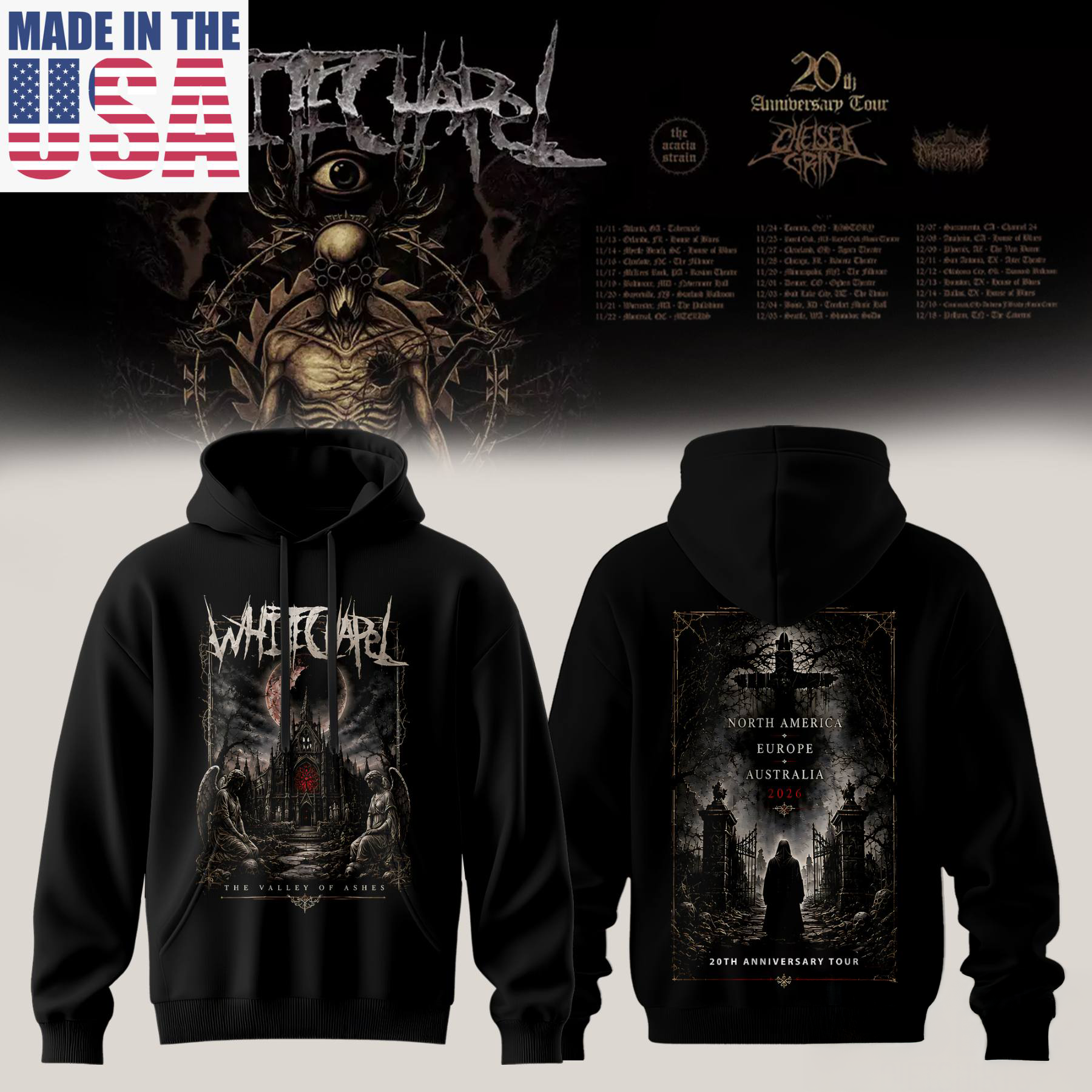 Whitechapel 20th Anniversary Tour Premium Hoodie Fan Collection