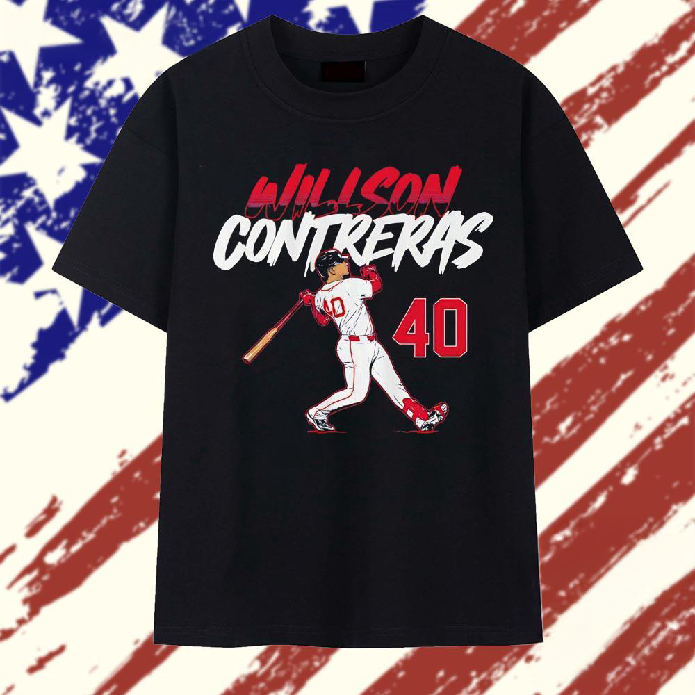Willson Contreras Boston Red Sox Number 40 Slugger Swing Graphic T Shirt