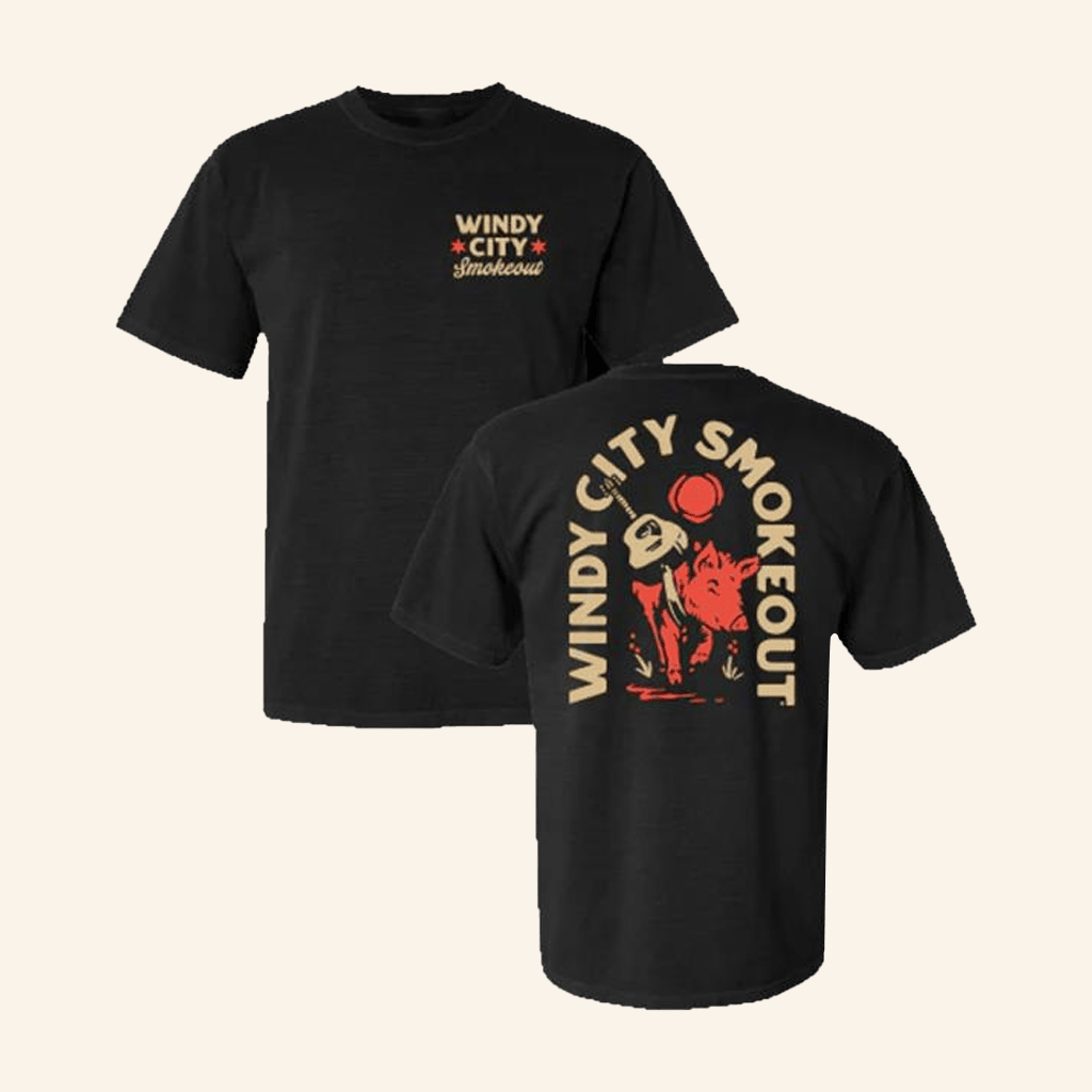 Windy City Smokeout Merch Black Pig TShirt Present For Husband