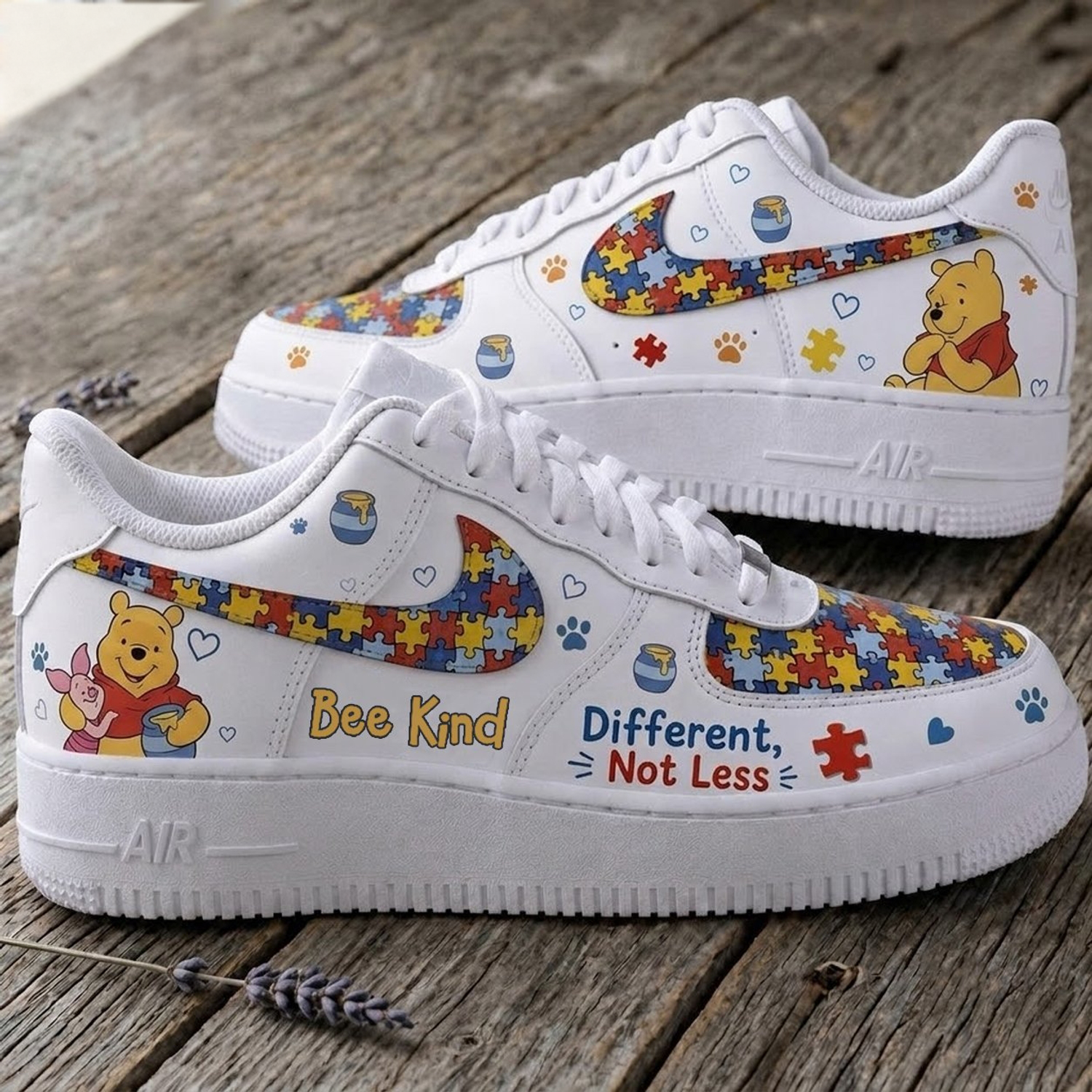Winnie The Pooh Bee Kind Different Not Less Autism Awareness Low Top Sneakers