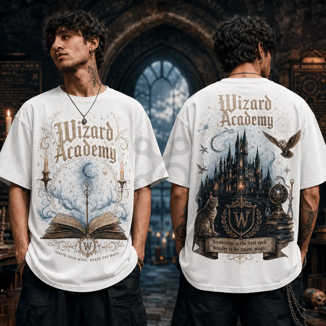 Wizard Academy Magic Castle Casual Graphic T Shirt Fan Collection