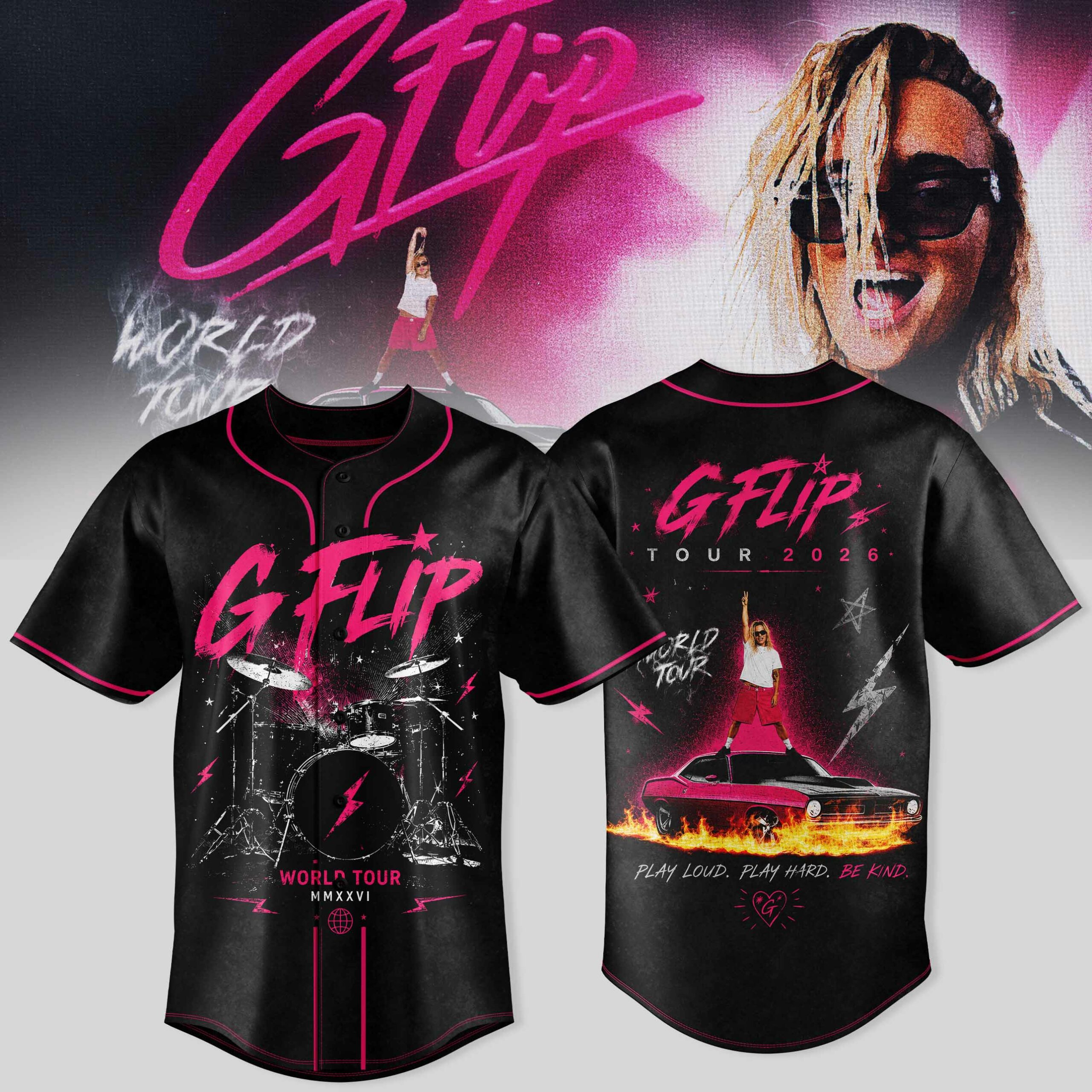 World Tour 2026 Premium 3D Baseball Jersey Style Three Concert Merchandise