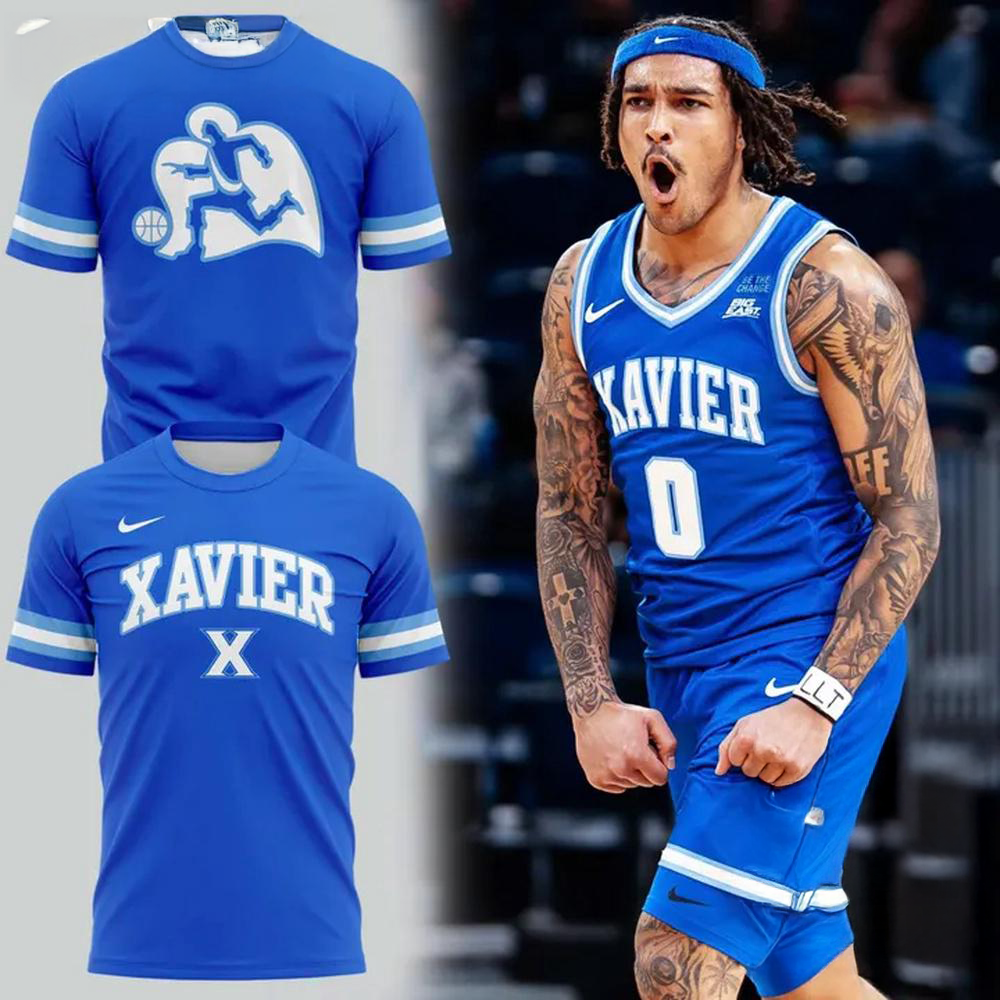 Xavier Musketeers Men8217s Basketball Running Man Uniform 2026 T Shirt Merch 2026