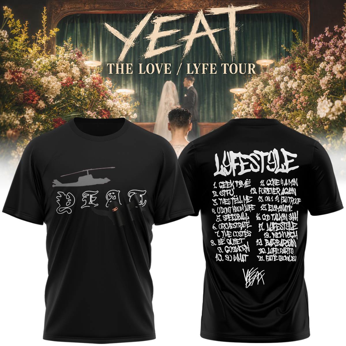 YEAT The Love Lyfe Tour 2026 Collector Edition Graphic T Shirt