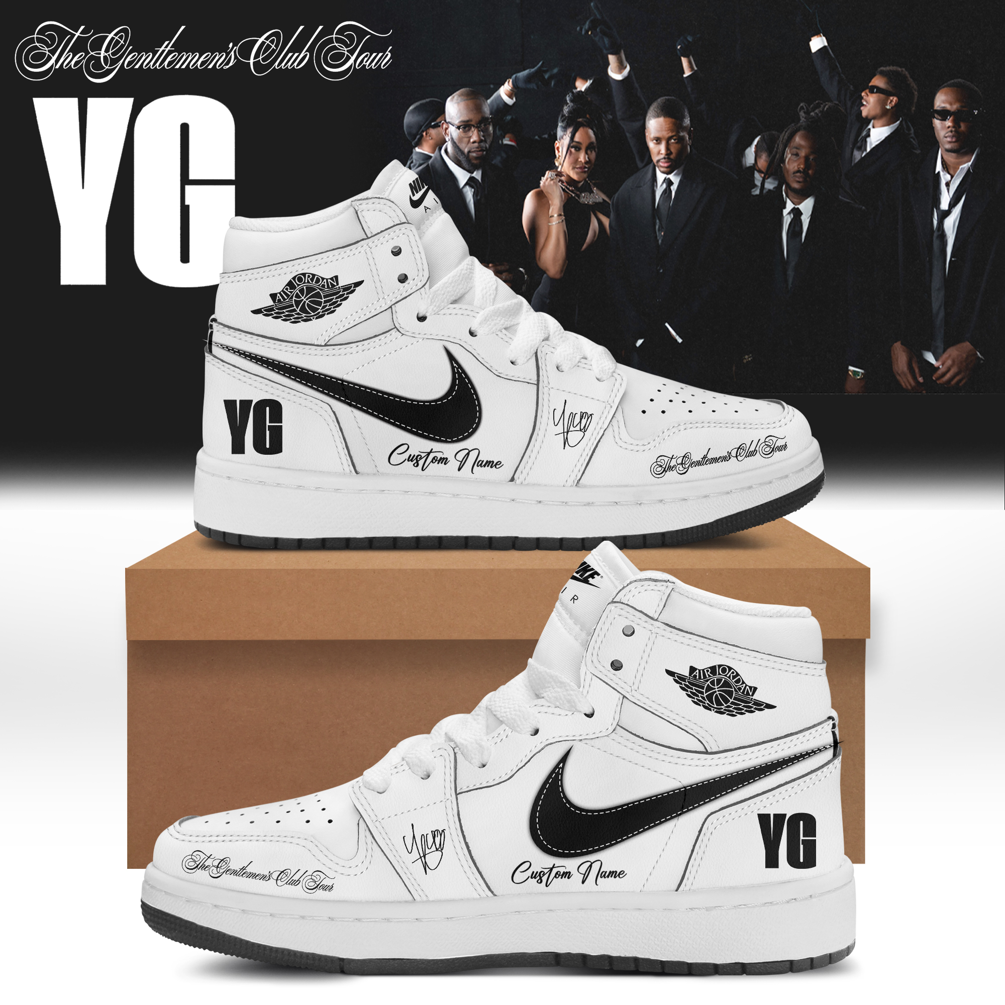 YG The Gentlemens Club Graphic Air Force 1 Sneakers