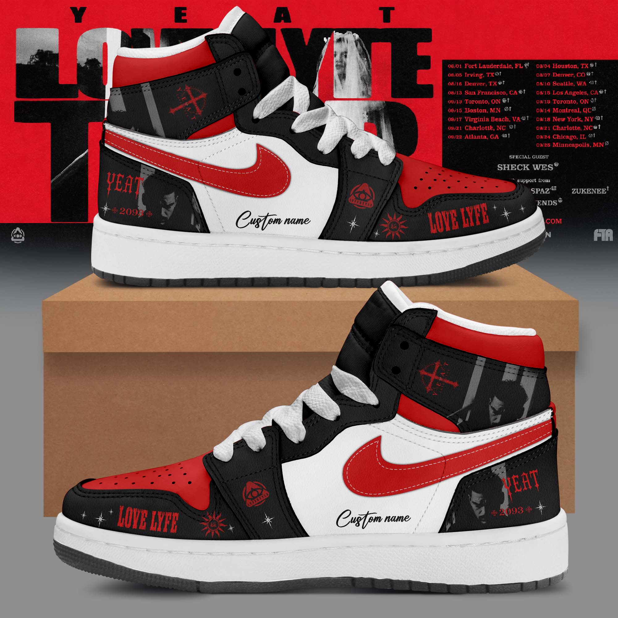 Yeat The LOVELYFE Tour 2026 Edition Custom Graphic Sneakers