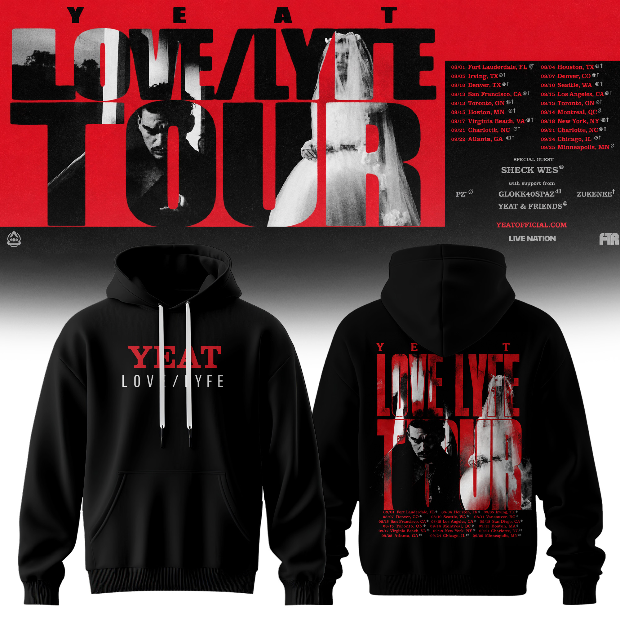 Yeat The LOVELYFE Tour 2026 Edition Exclusive Fan Shirt