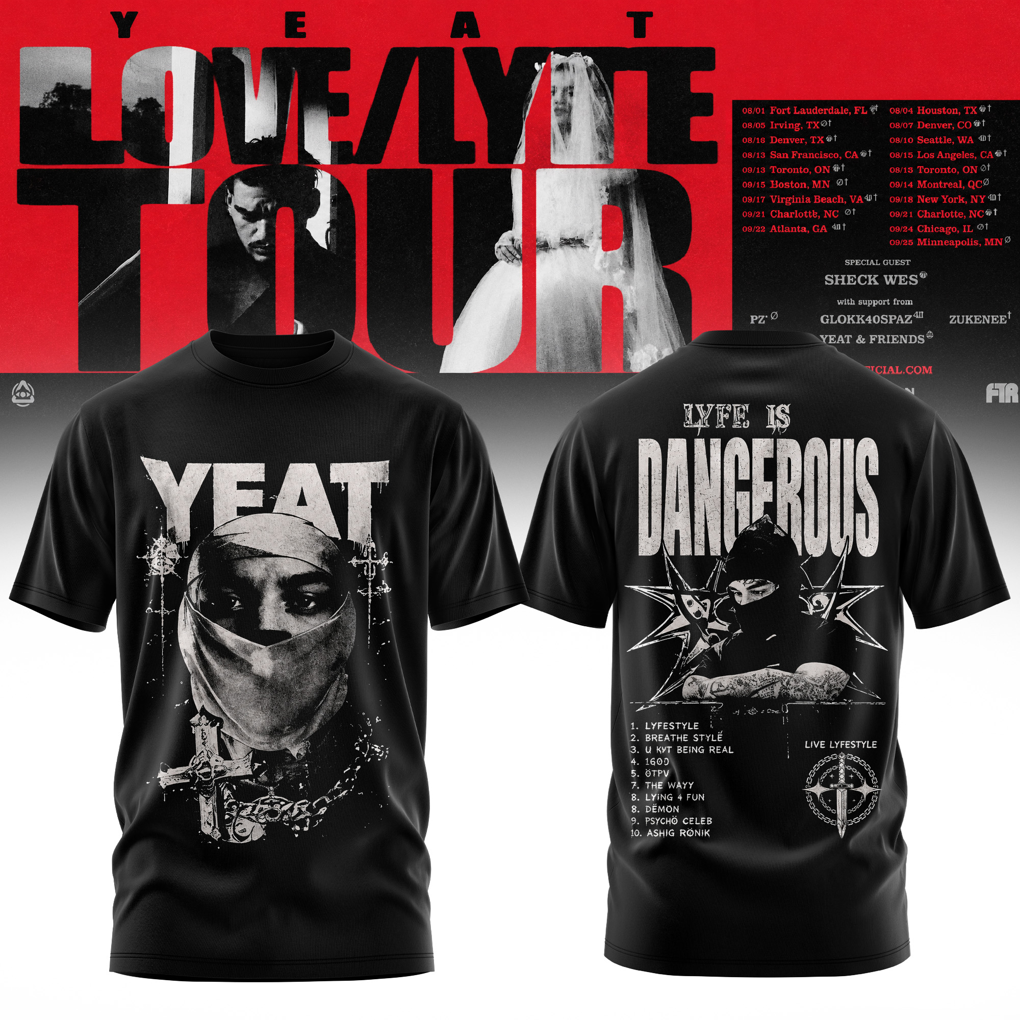 Yeat The LOVELYFE Tour 2026 Edition Limited Fan Collection Tee