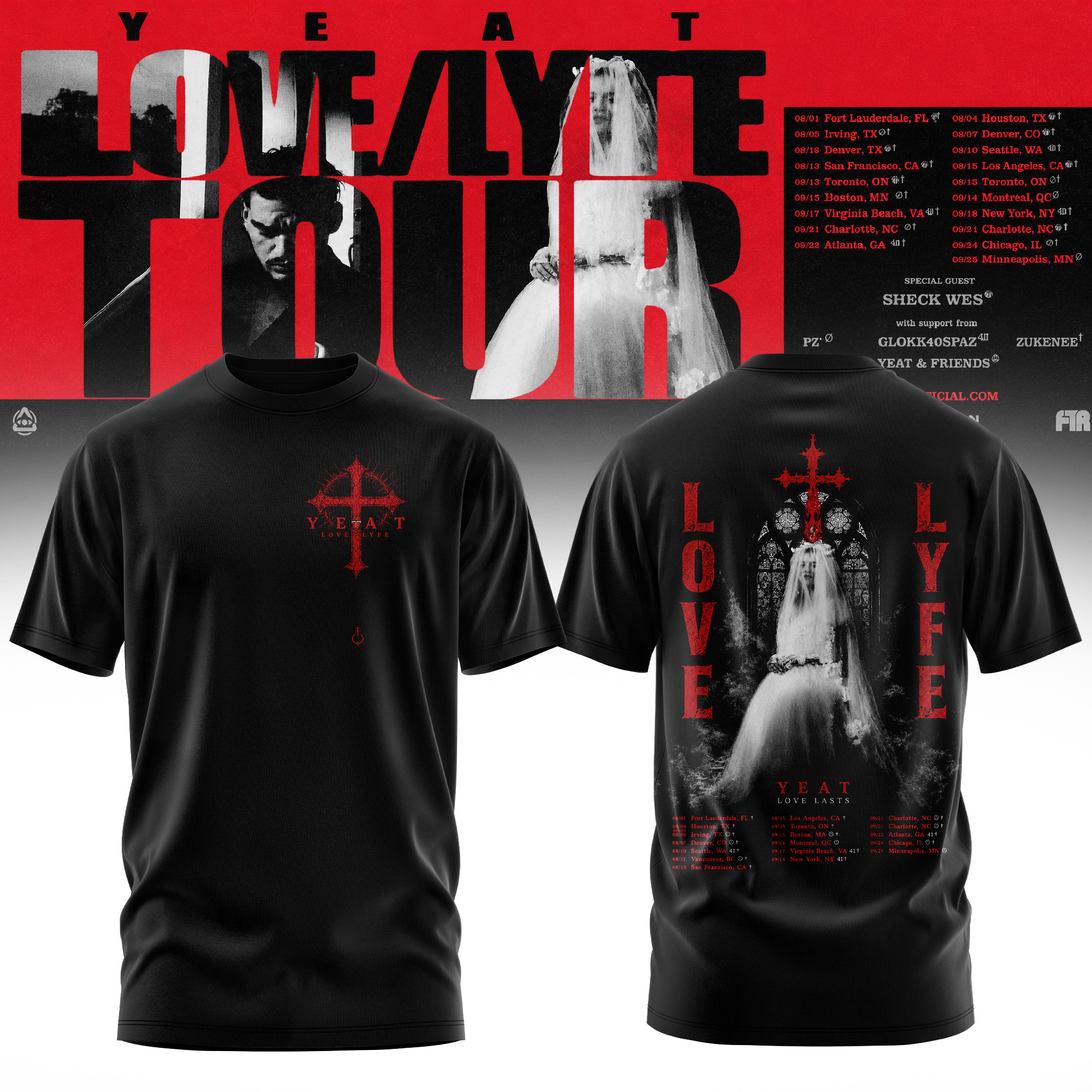 Yeat The LOVELYFE Tour 2026 Edition Limited Tour Shirt