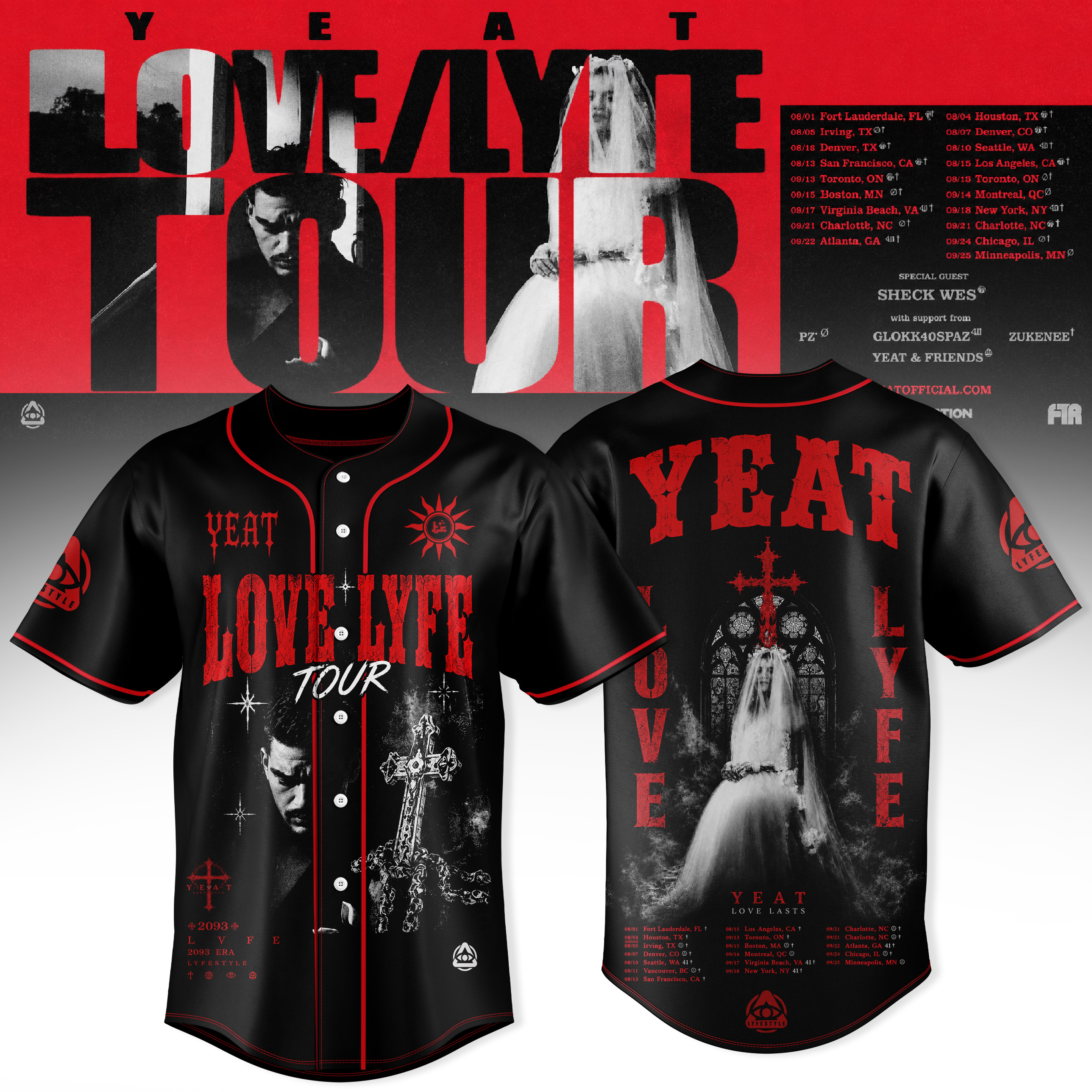 Yeat The LOVELYFE Tour 2026 Edition Premium Jersey Fan Apparel
