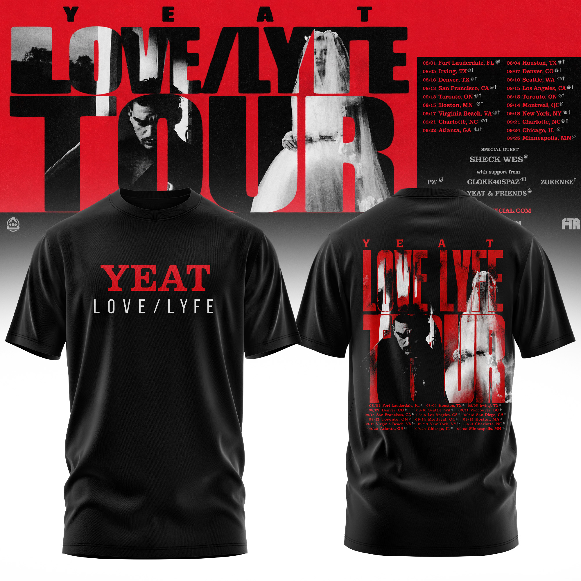 Yeat The LOVELYFE Tour 2026 Edition Vintage Tour Tee