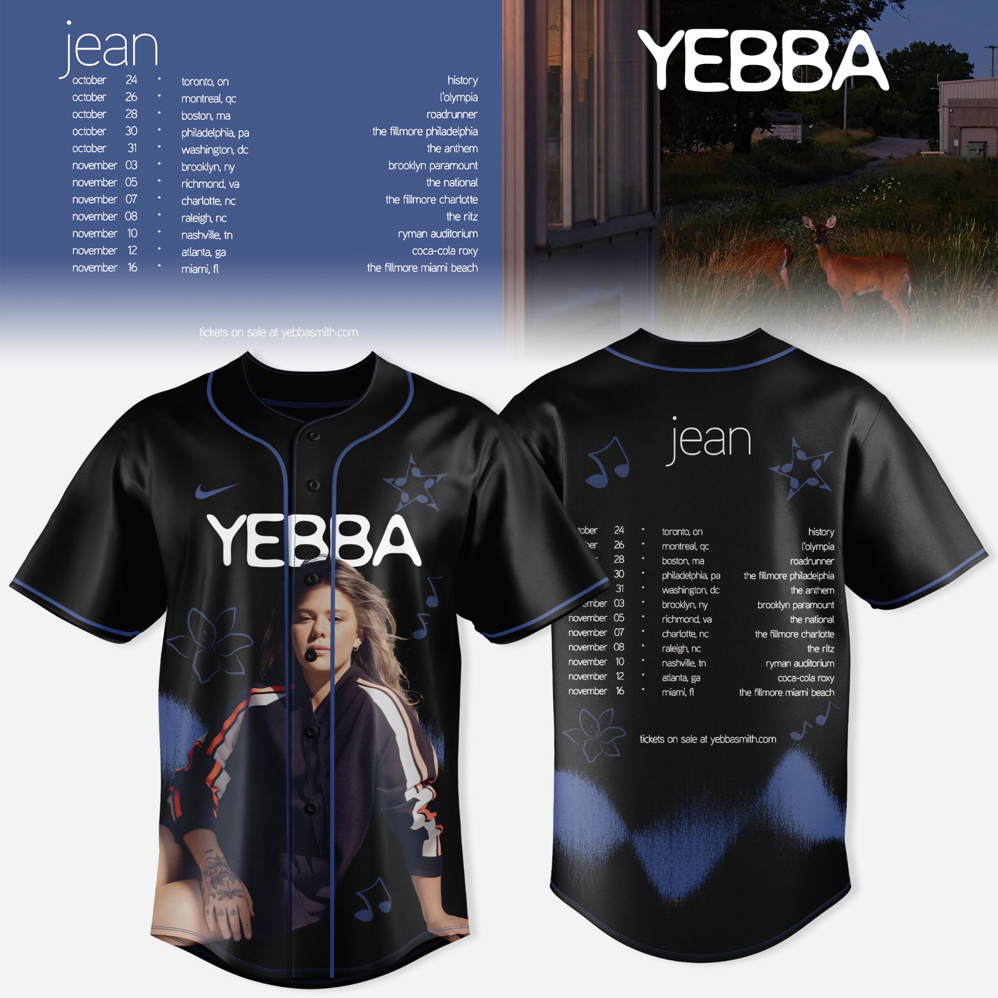 Yebba Jean Tour Black Portrait Graphic Baseball Jersey Music Fan Apparel 1 - Unicasport Yebba Jean Tour Black Portrait Graphic Baseball Jersey Music Fan Apparel