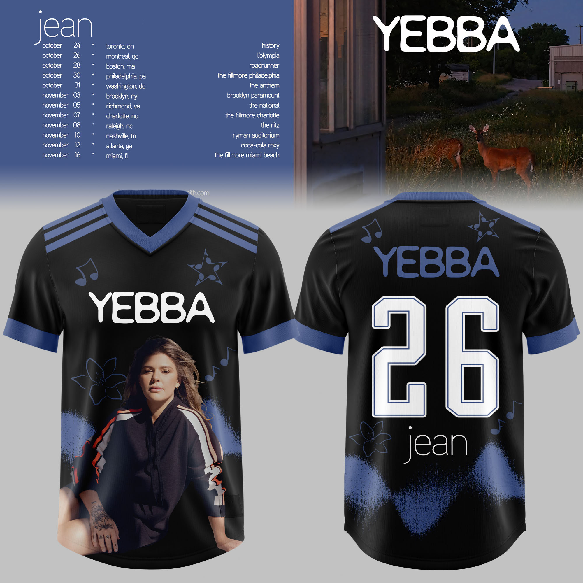 Yebba Jean Tour Black Portrait Number 26 Football Jersey Alternative Soul Fan Apparel 1 - Unicasport Yebba Jean Tour Black Portrait Number 26 Football Jersey Alternative Soul Fan Apparel