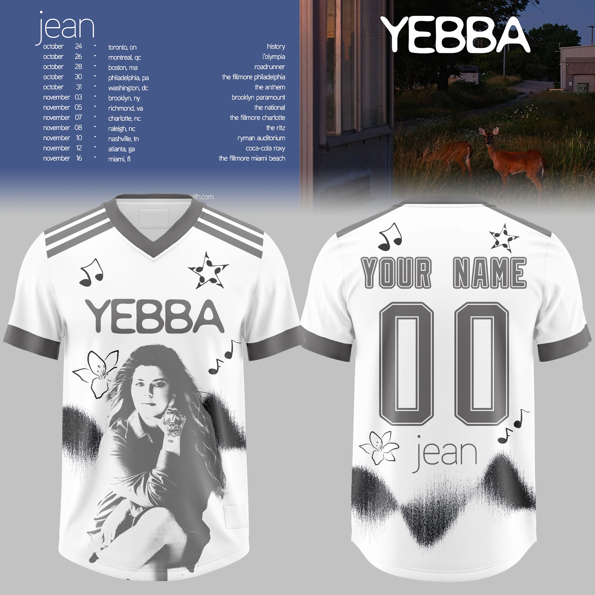 Yebba Jean Tour White Custom Football Jersey Music Fan Apparel 1 - Unicasport Yebba Jean Tour White Custom Football Jersey Music Fan Apparel