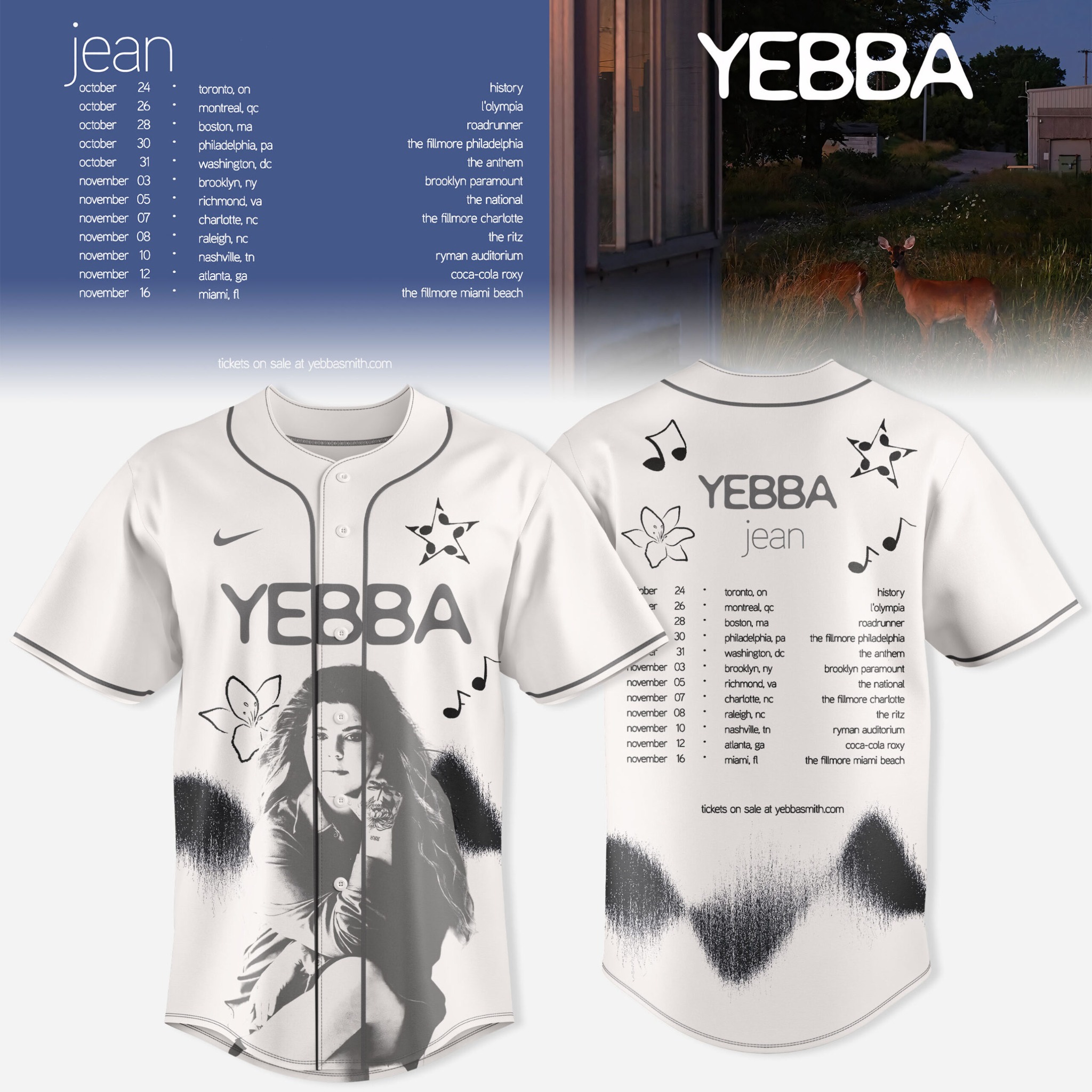 Yebba Jean Tour White Portrait Graphic Baseball Jersey Alternative Soul Fan Apparel 2 - Unicasport Yebba Jean Tour White Portrait Graphic Baseball Jersey Alternative Soul Fan Apparel