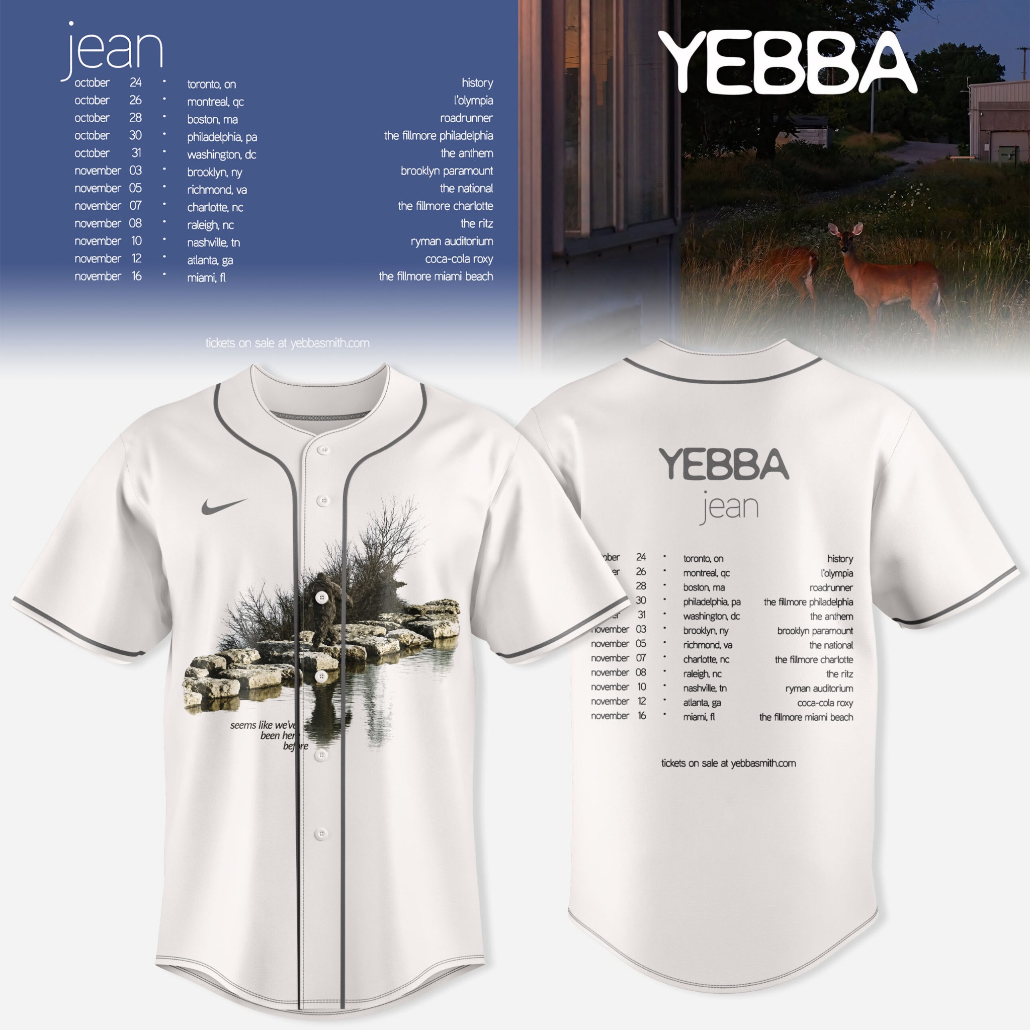 Yebba Jean Tour White Scenic Graphic Baseball Jersey Soul Music Fan Apparel 1 - Unicasport Yebba Jean Tour White Scenic Graphic Baseball Jersey Soul Music Fan Apparel