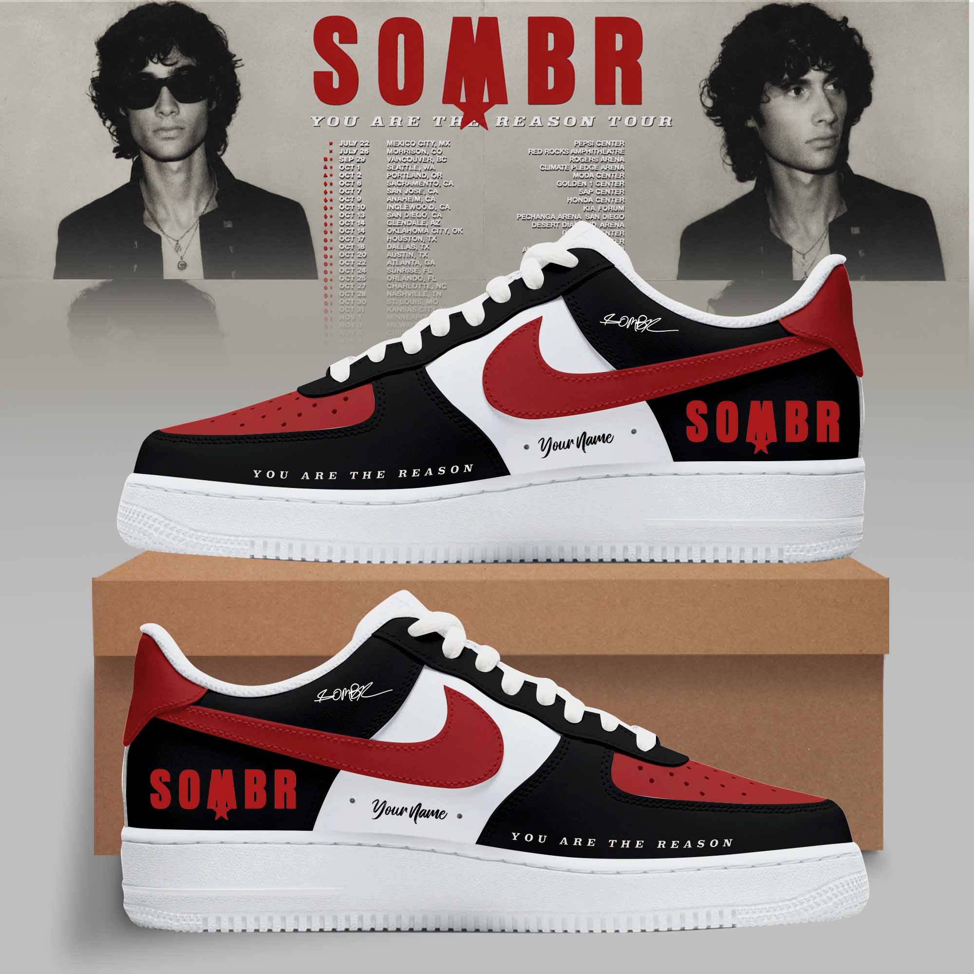 You Are The Reason Tour Premium 3D Black Swoosh Custom High Top Sneakers