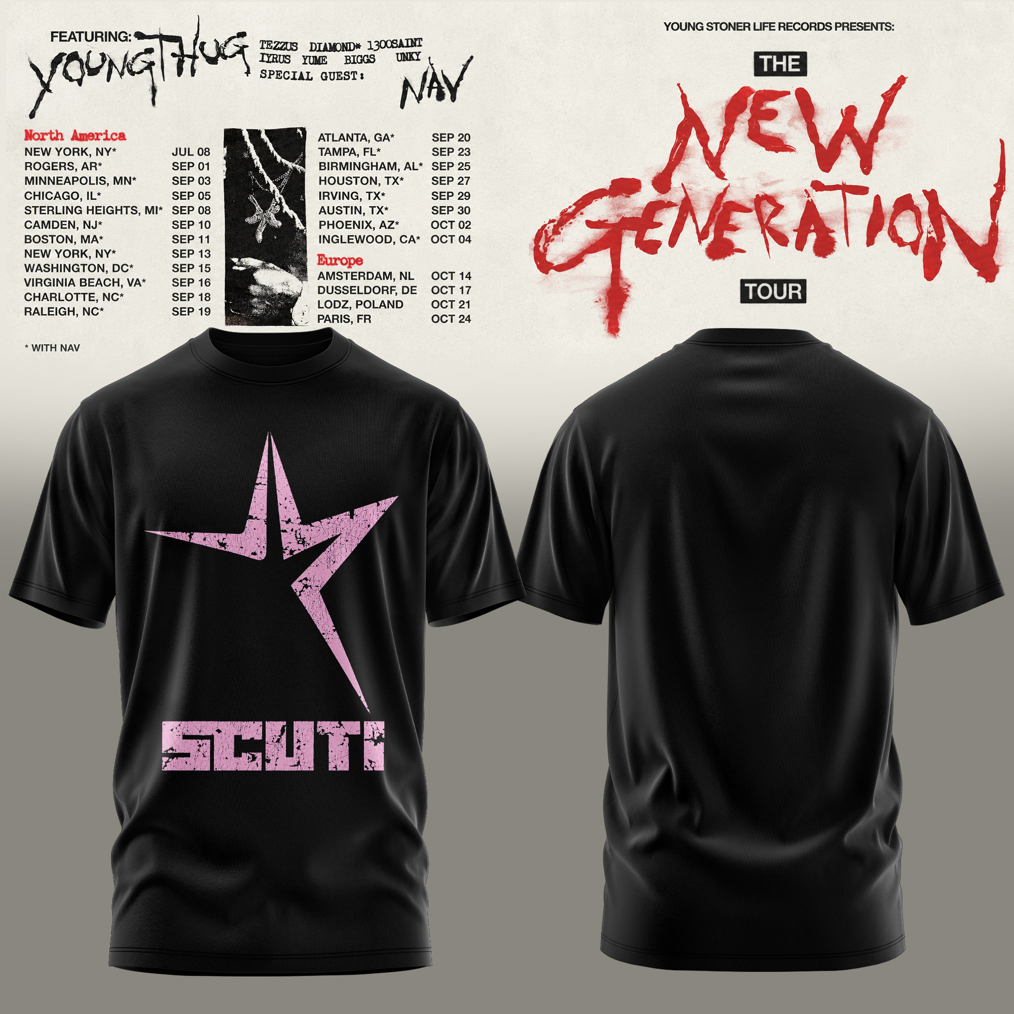 Young Thug Pink Star Graphic T Shirt Streetwear Fan Gift