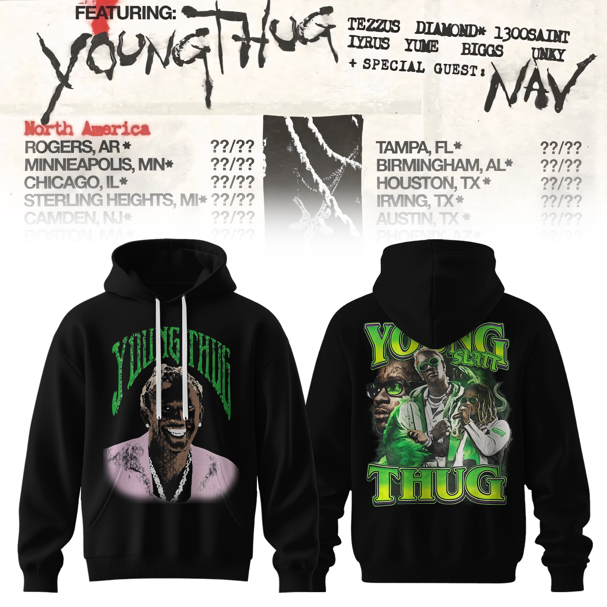 Young Thug Slatt Collage Graphic Pullover Hoodie