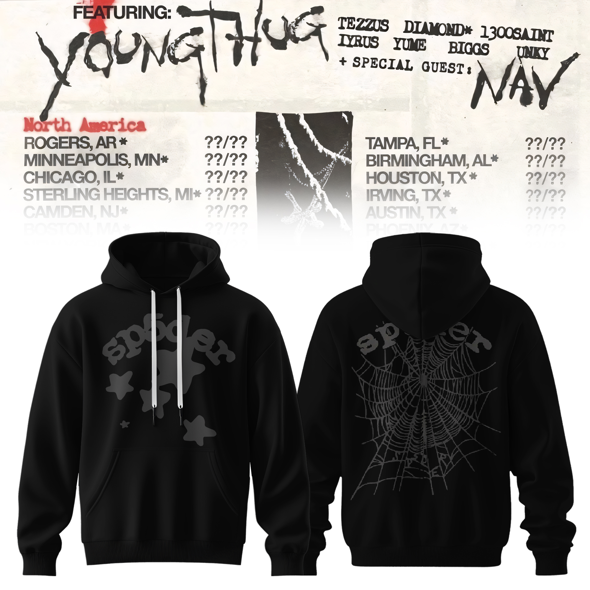 Young Thug Spider Web Shadow Graphic Pullover Hoodie Signature Edition