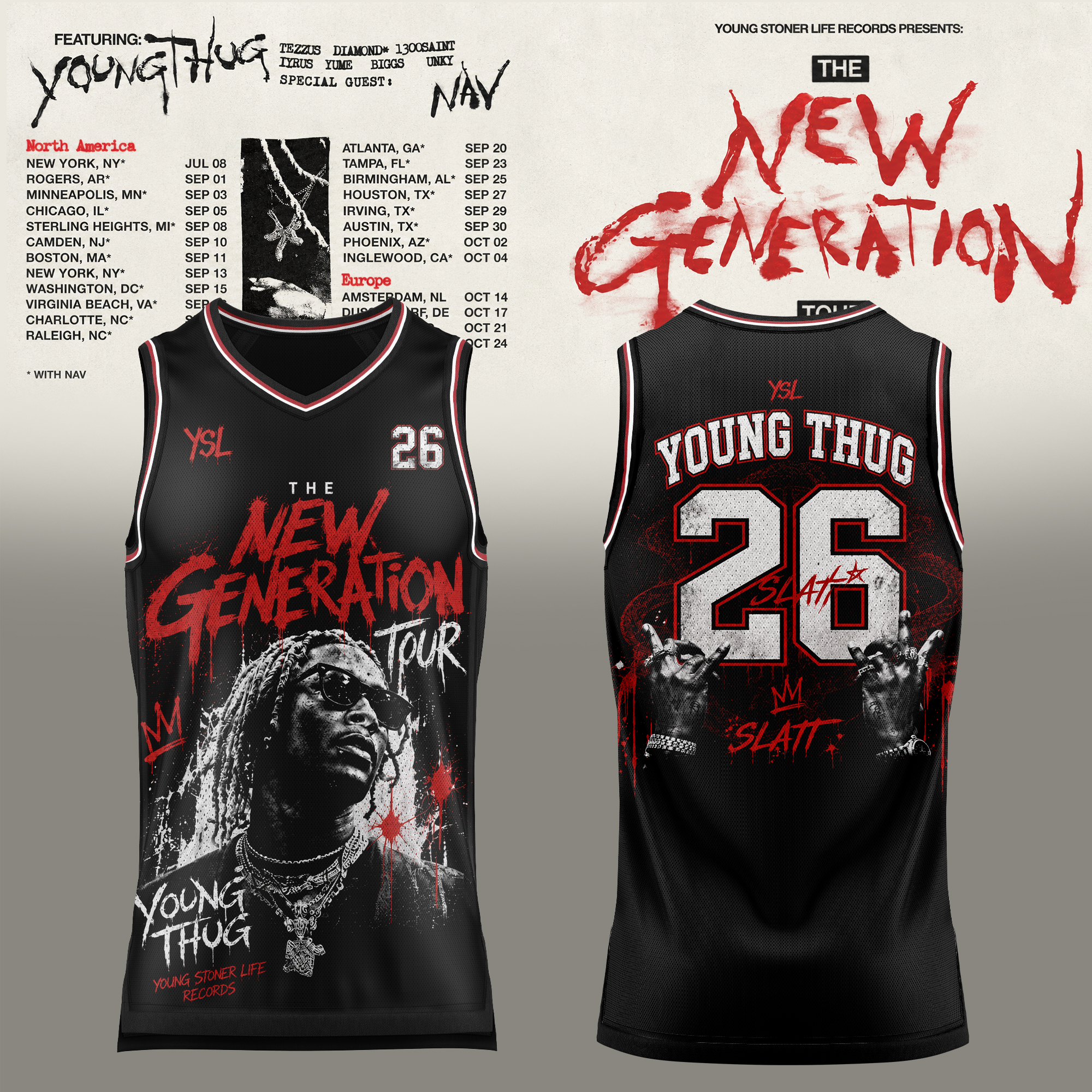 Young Thug The New Generation World Tour 2026 Limited Edition Basketball Jersey