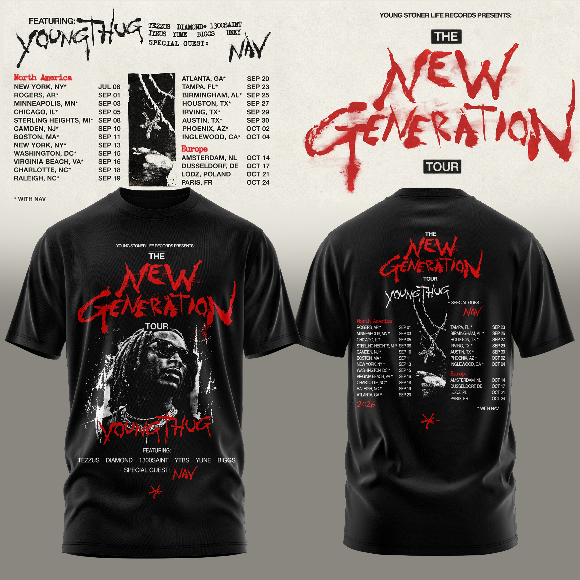 Young Thug The New Generation World Tour 2026 Premium Concert Graphic Tee