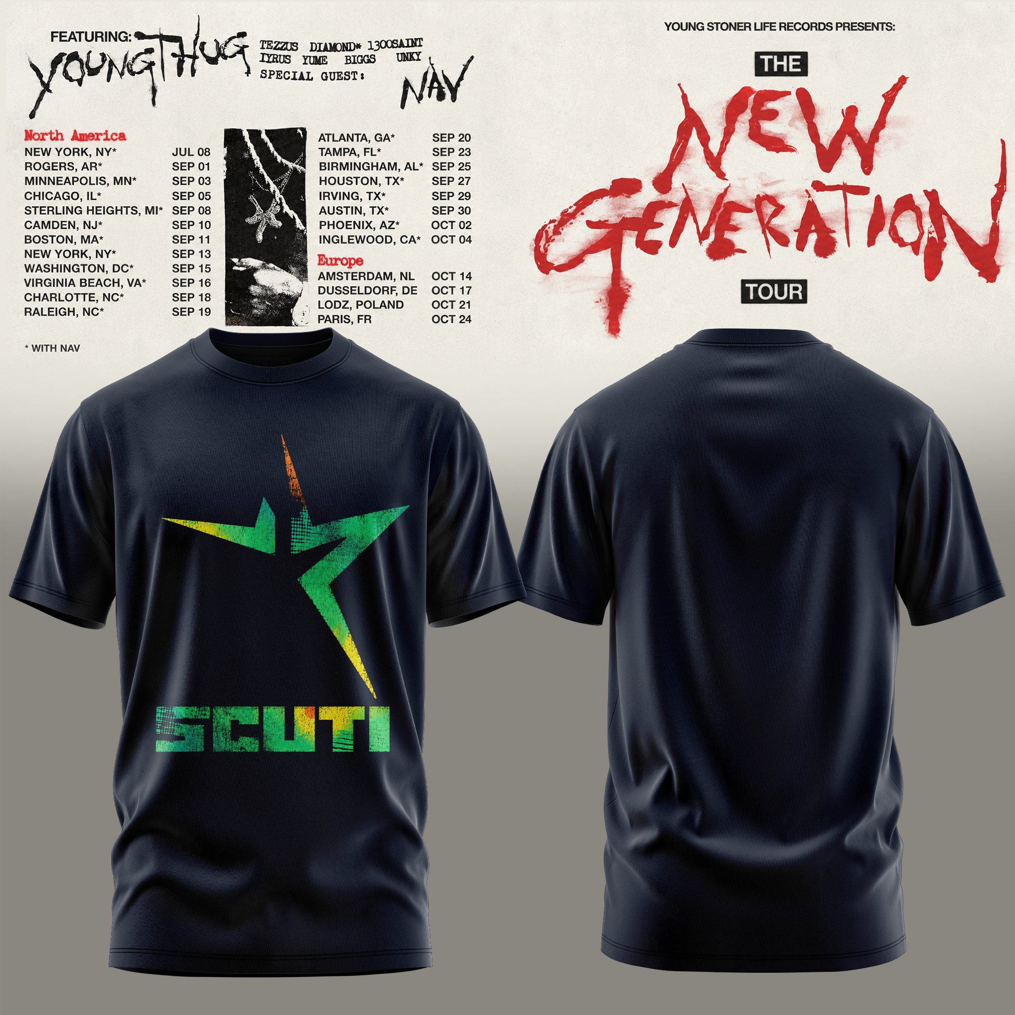 Young Thug Thermal Star Graphic T Shirt Streetwear Fan Apparel