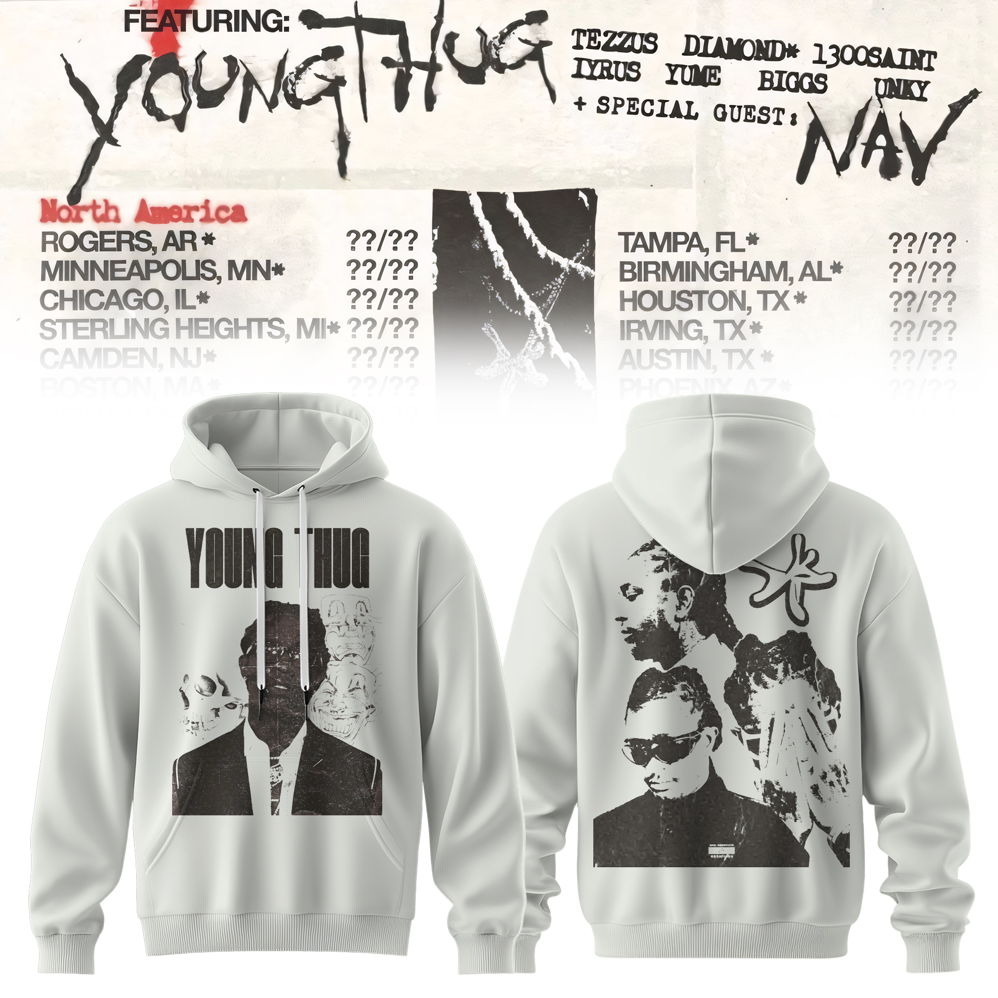Young Thug Vintage Collage Graphic Pullover Hoodie