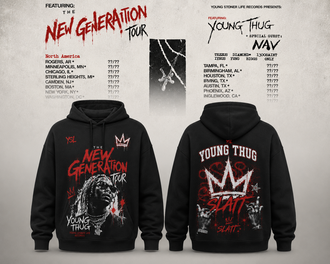 Young Thug YSL The New Generation Tour Pullover Hoodie Signature Edition