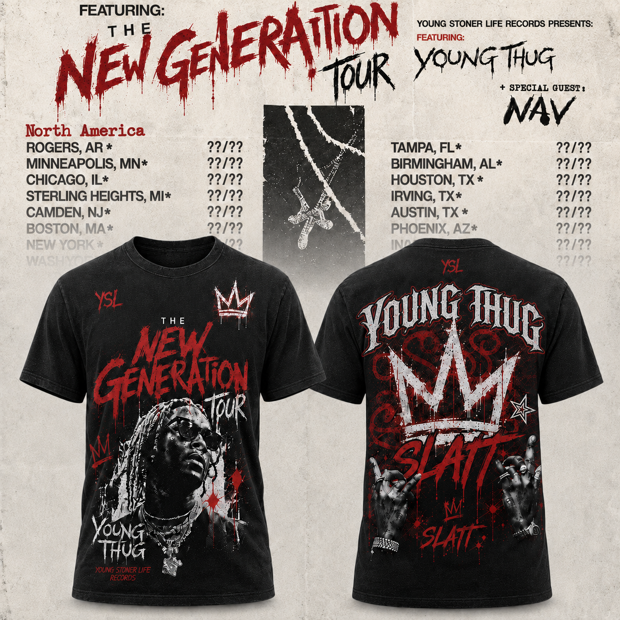 Young Thug x YSL The New Generation Tour Black T Shirt