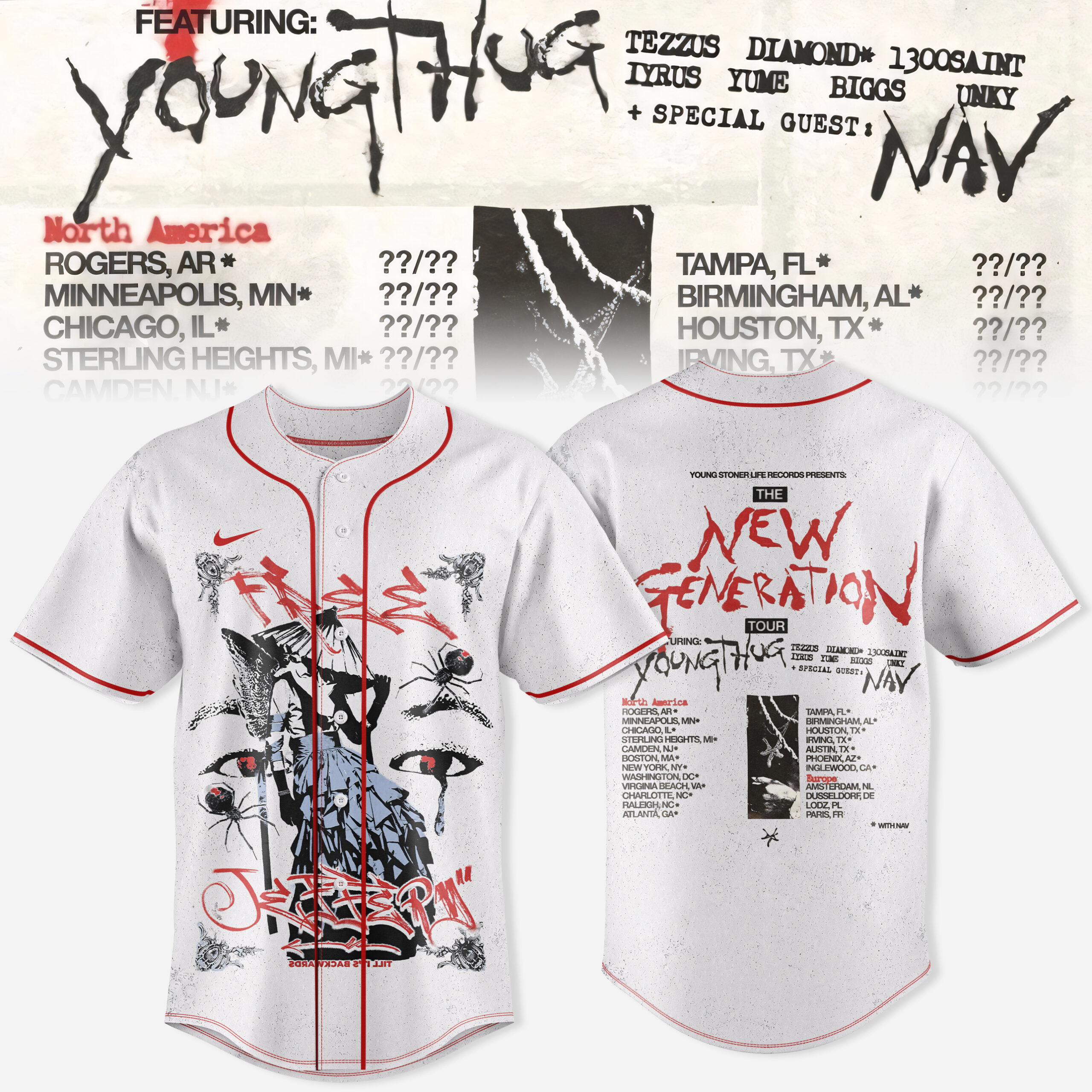 Young Thug x YSL The New Generation Tour Limited Edition Baseball Jersey
