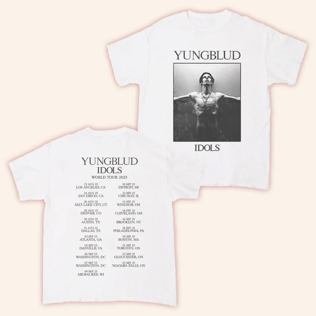 Yungblud Merch Idols White Date Back TShirt Birthday Gifts For Music Lovers
