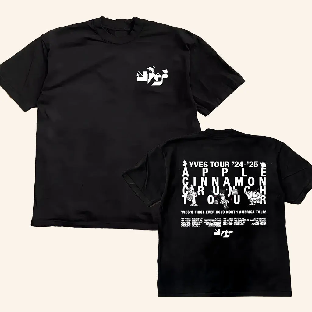 Yves Merch 2025 Black TShirt Apple Cinnamon Crunch Yves Merch Gifts For Dudes