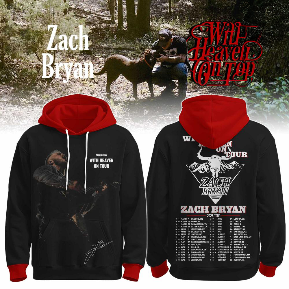 Zach Bryan With Heaven On Tour 2026 Limited Hoodie Fan Edition