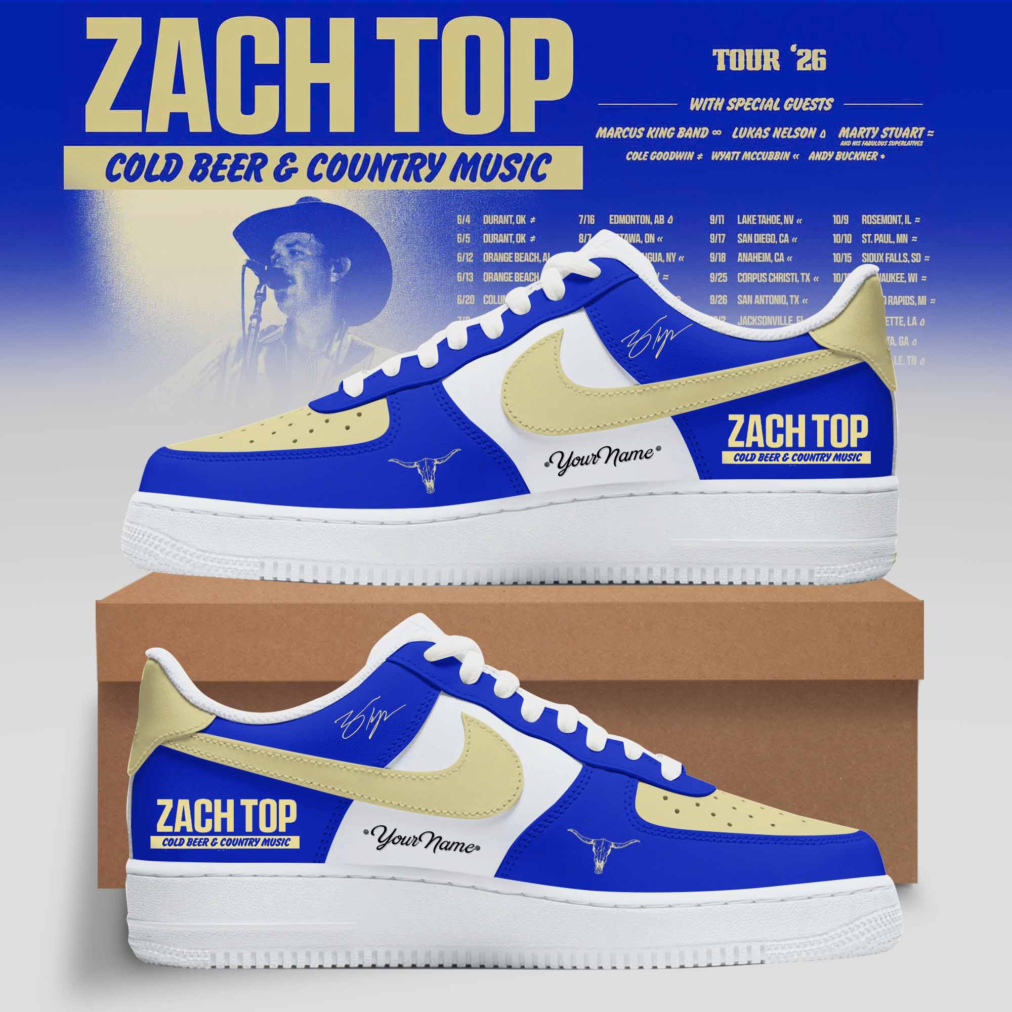 Zach Top Cold Beer & Country Music Tour 2026 Fan Footwear Collection