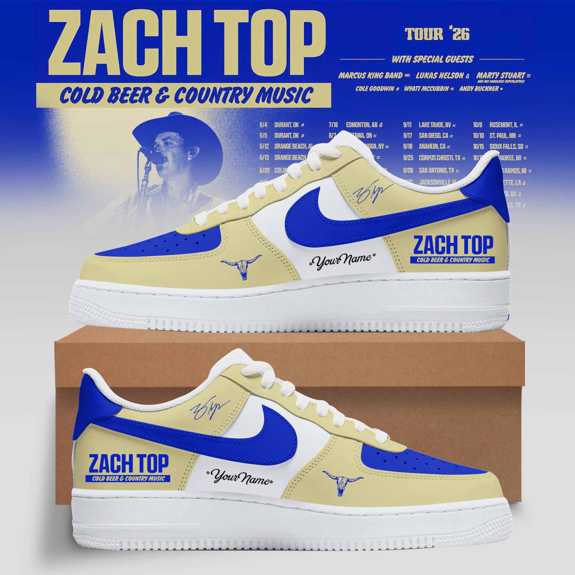 Zach Top Cold Beer & Country Music Tour 2026 Limited Edition Shoes