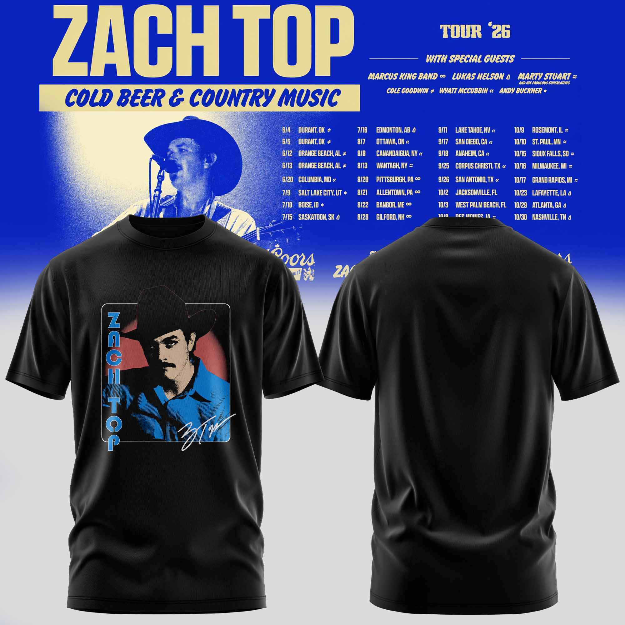 Zach Top Cold Beer & Country Music Tour 2026 Limited Graphic Shirt