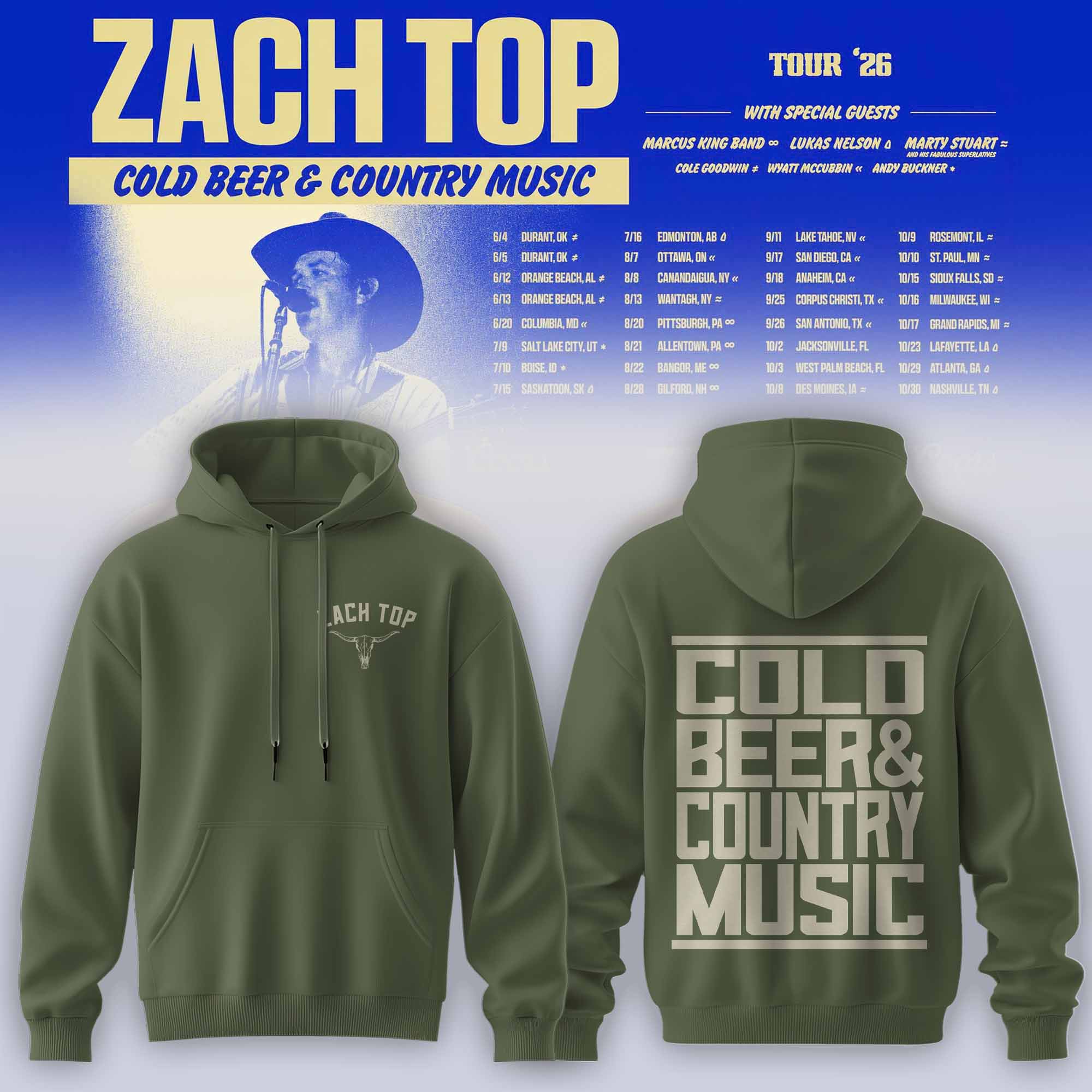 Zach Top Cold Beer & Country Music Tour 2026 Limited Hoodie
