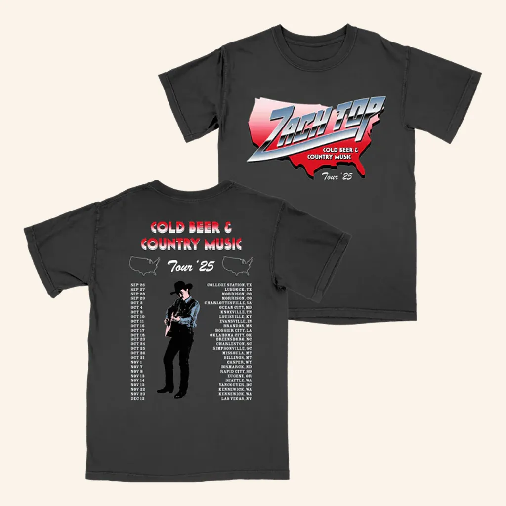 Zach Top Merch USA Tour 2025 TShirt Cold Beer And Country Music Shirt Xmas Gifts For Father
