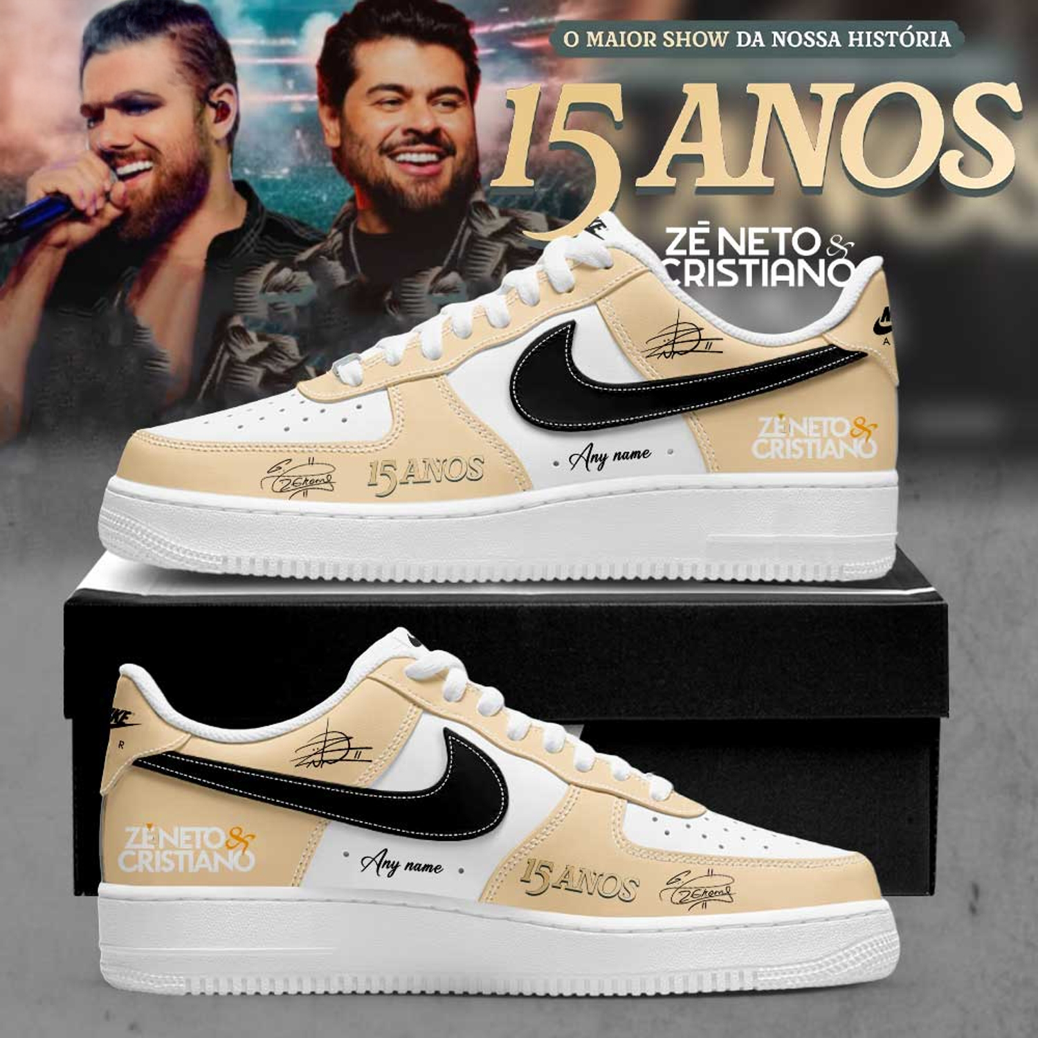 Ze Neto Cristiano 15 Years Career Celebration Custom AF1 Sneakers
