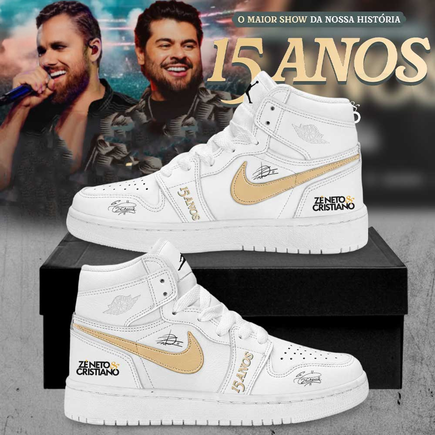 Ze Neto Cristiano 15 Years Career Celebration Custom AJ1 Sneakers