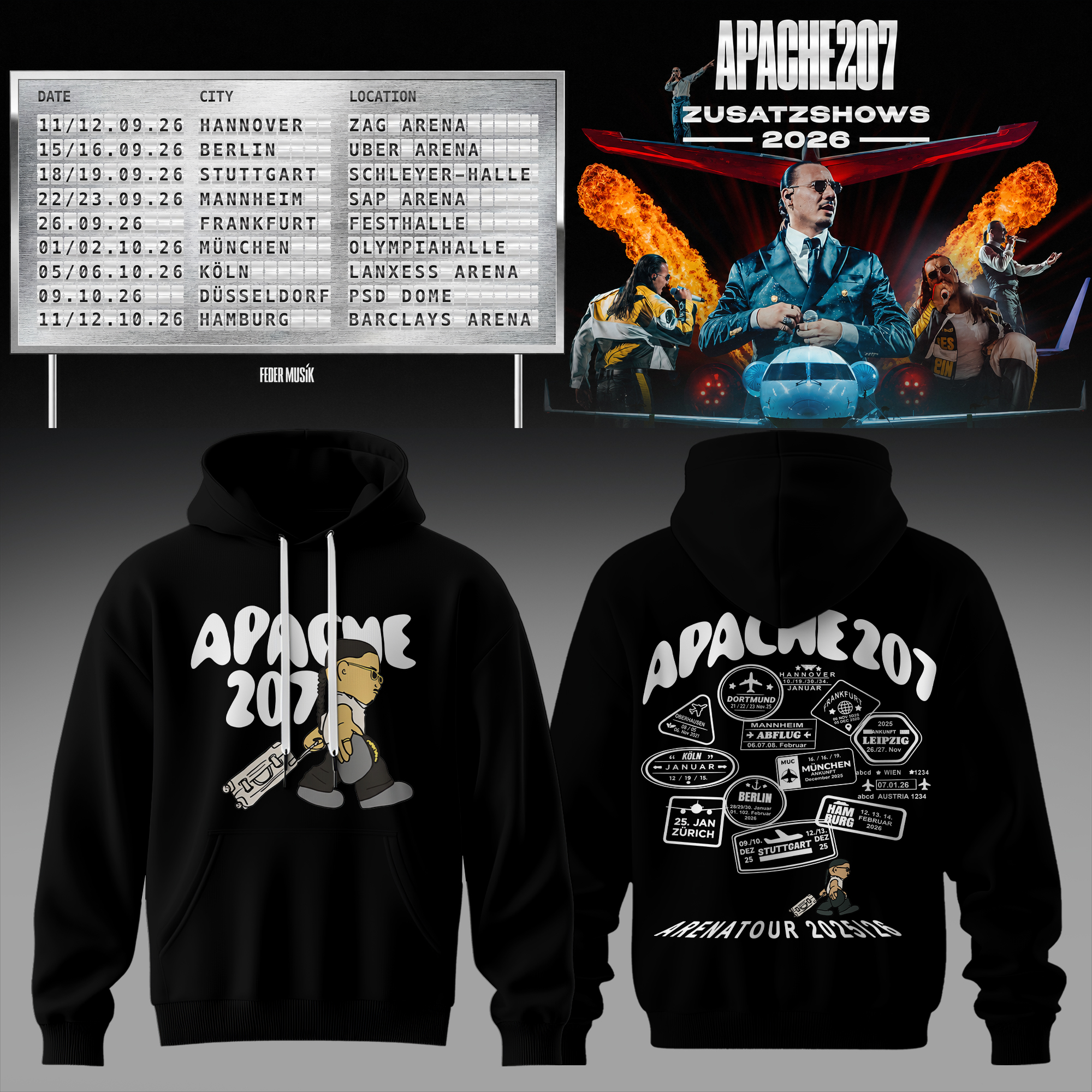 Zusatzshows 2026 3D Graphic Pullover Hoodie Retro Streetwear Edition
