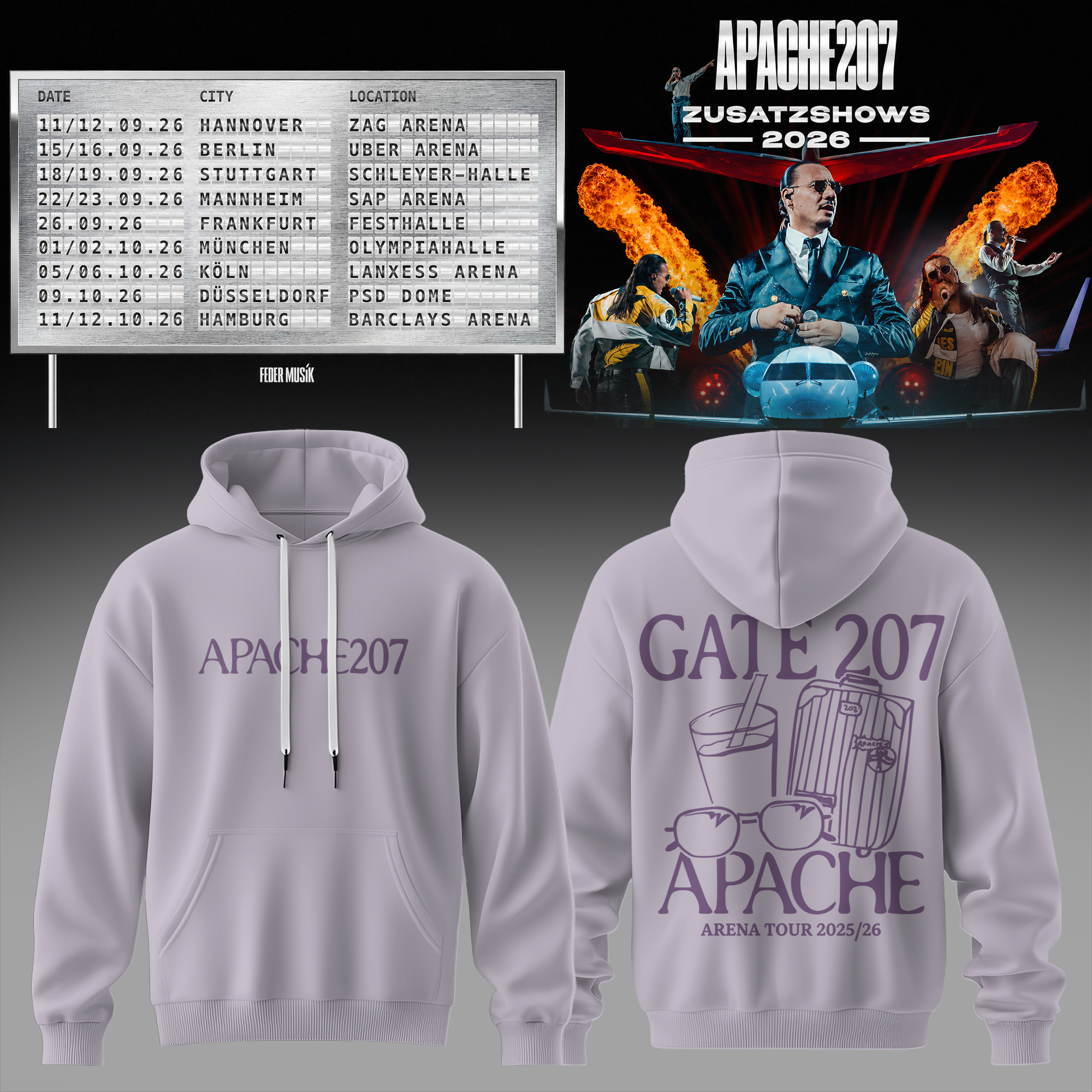 Zusatzshows 2026 Heavyweight 3D Graphic Pullover Hoodie Winter Tour Edition