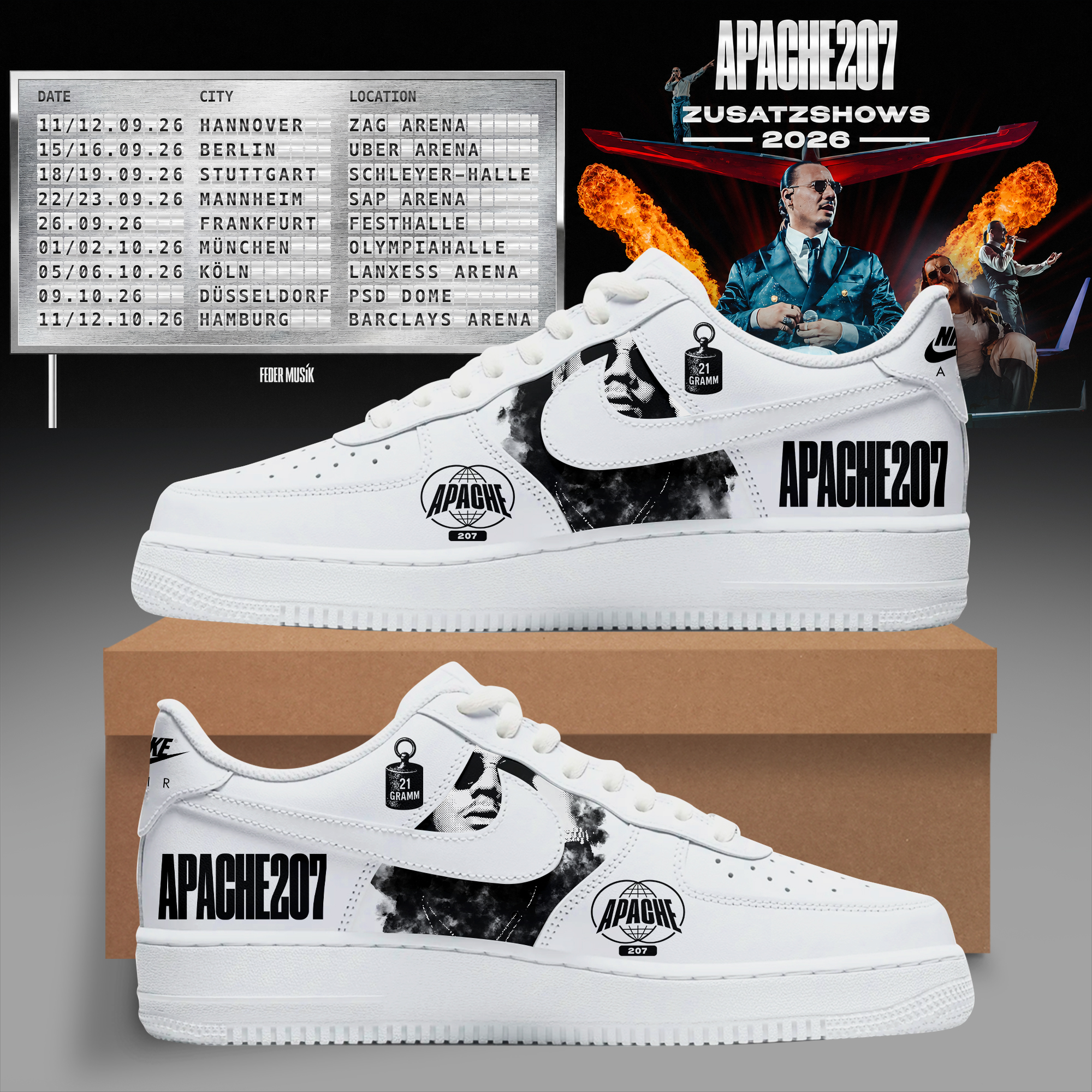 Zusatzshows 2026 Premium 3D Air Force One Sneakers Personalized Edition