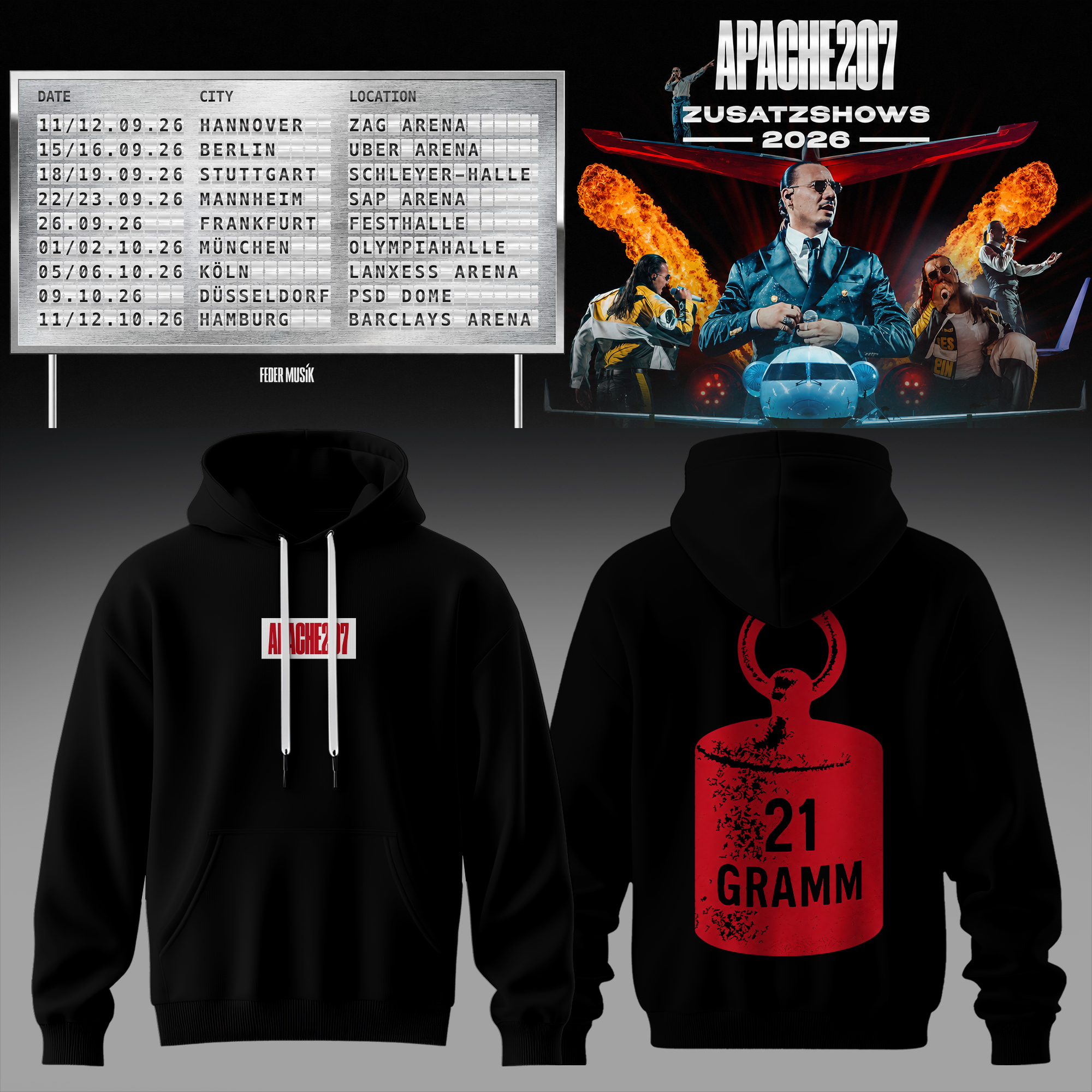 Zusatzshows 2026 Streetwear 3D Pullover Hoodie Limited Edition