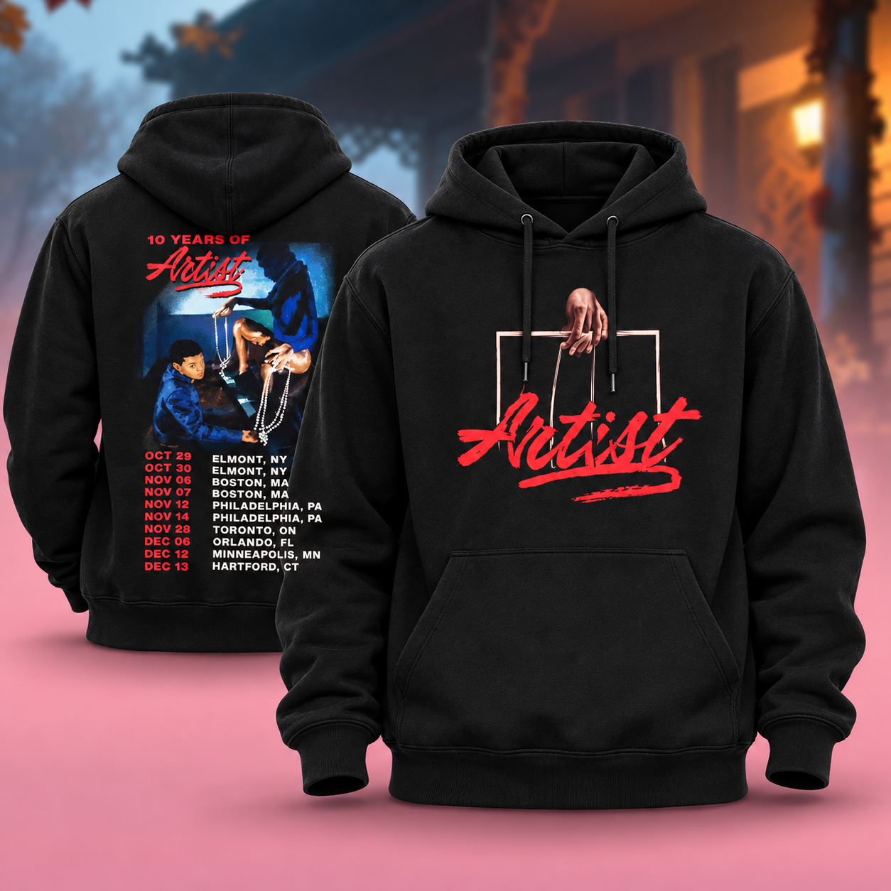 A Boogie Wit Da Hoodie Merch 10 Years Of Artist Tour 2026 Black Two Sided Unisex Hoodie