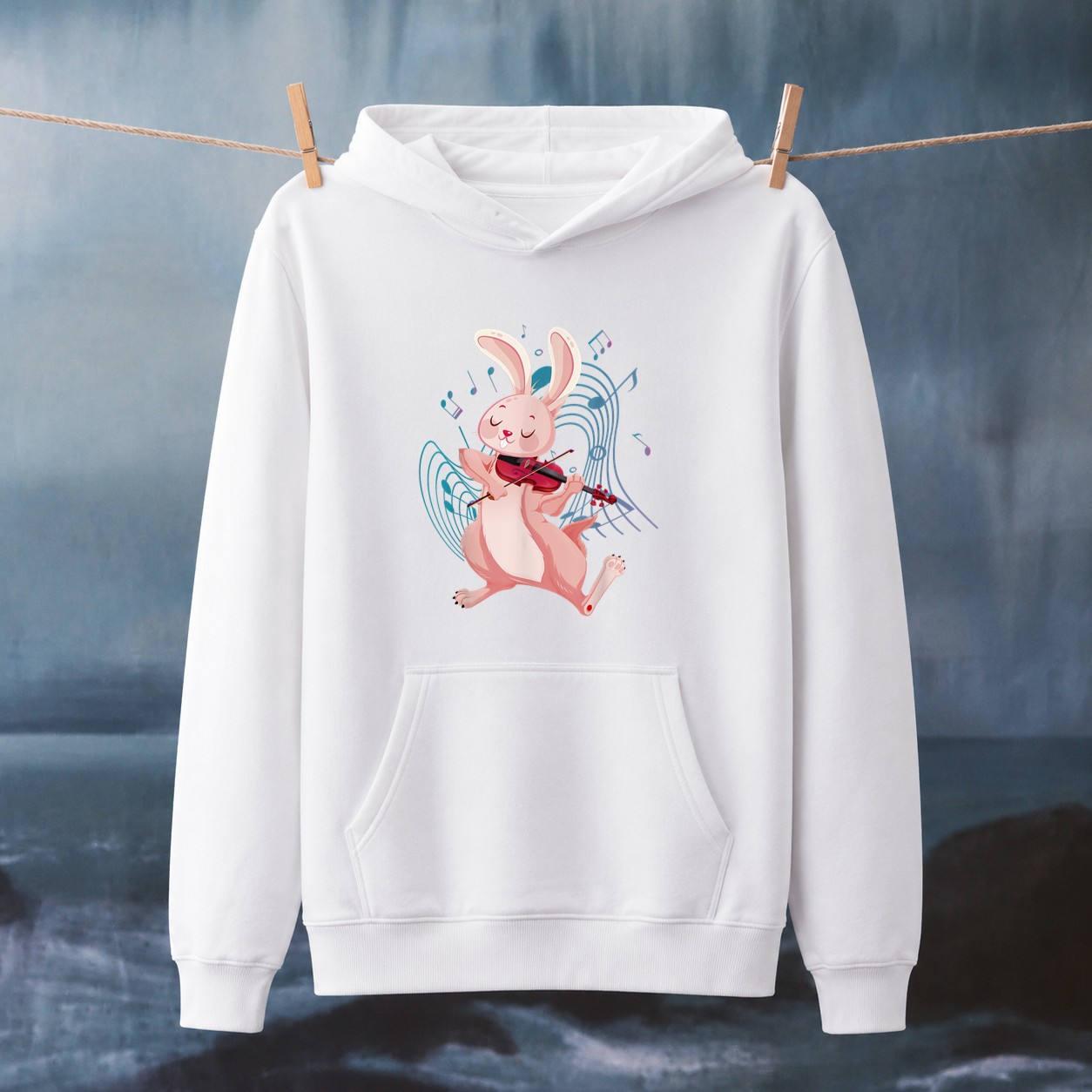 a cute bunny rabbit rodent playing violin violin hoodie hoodie mockup new 2wsbg rhenc - merchtourboutique