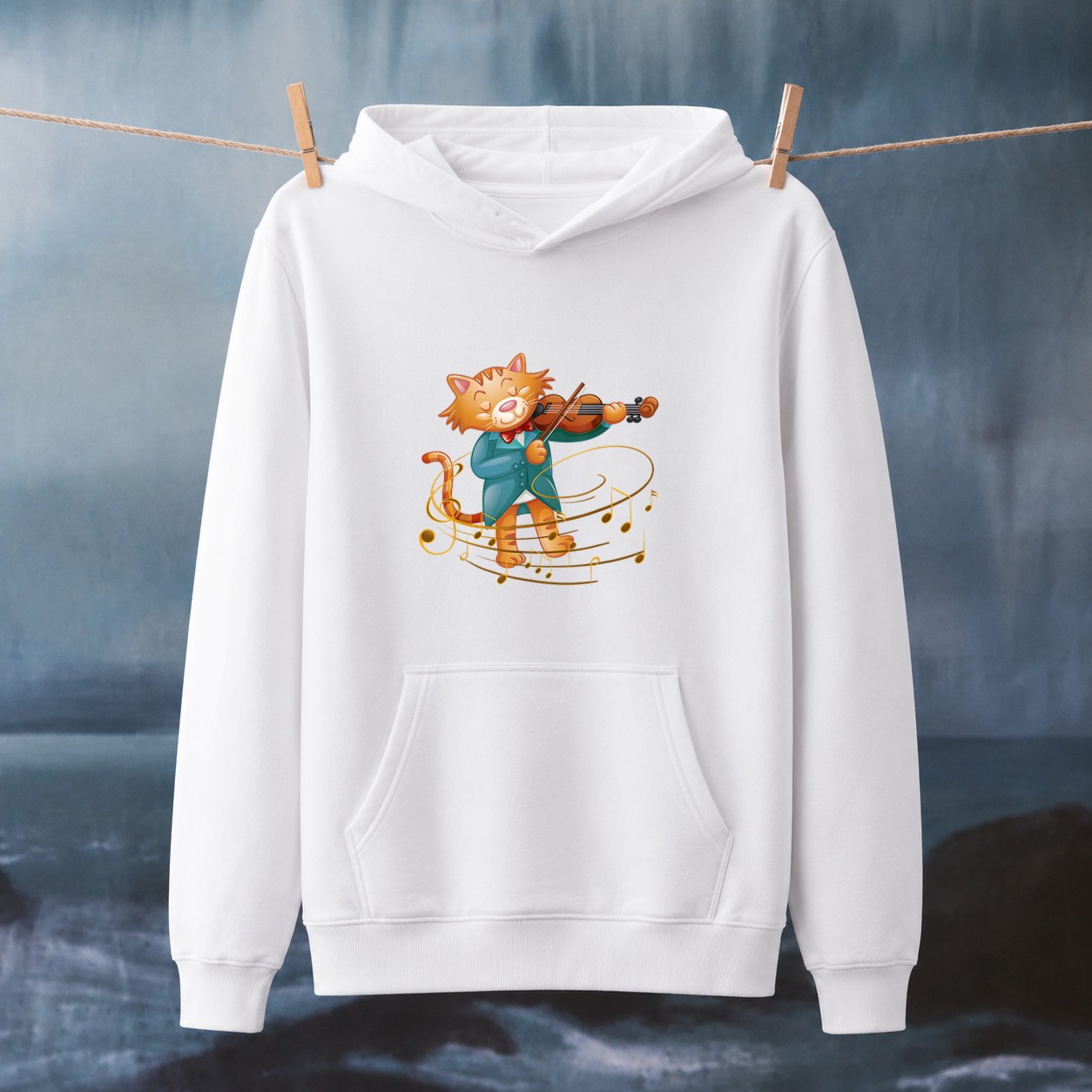 A Cute Tiger Playing Violin Violin Hoodie