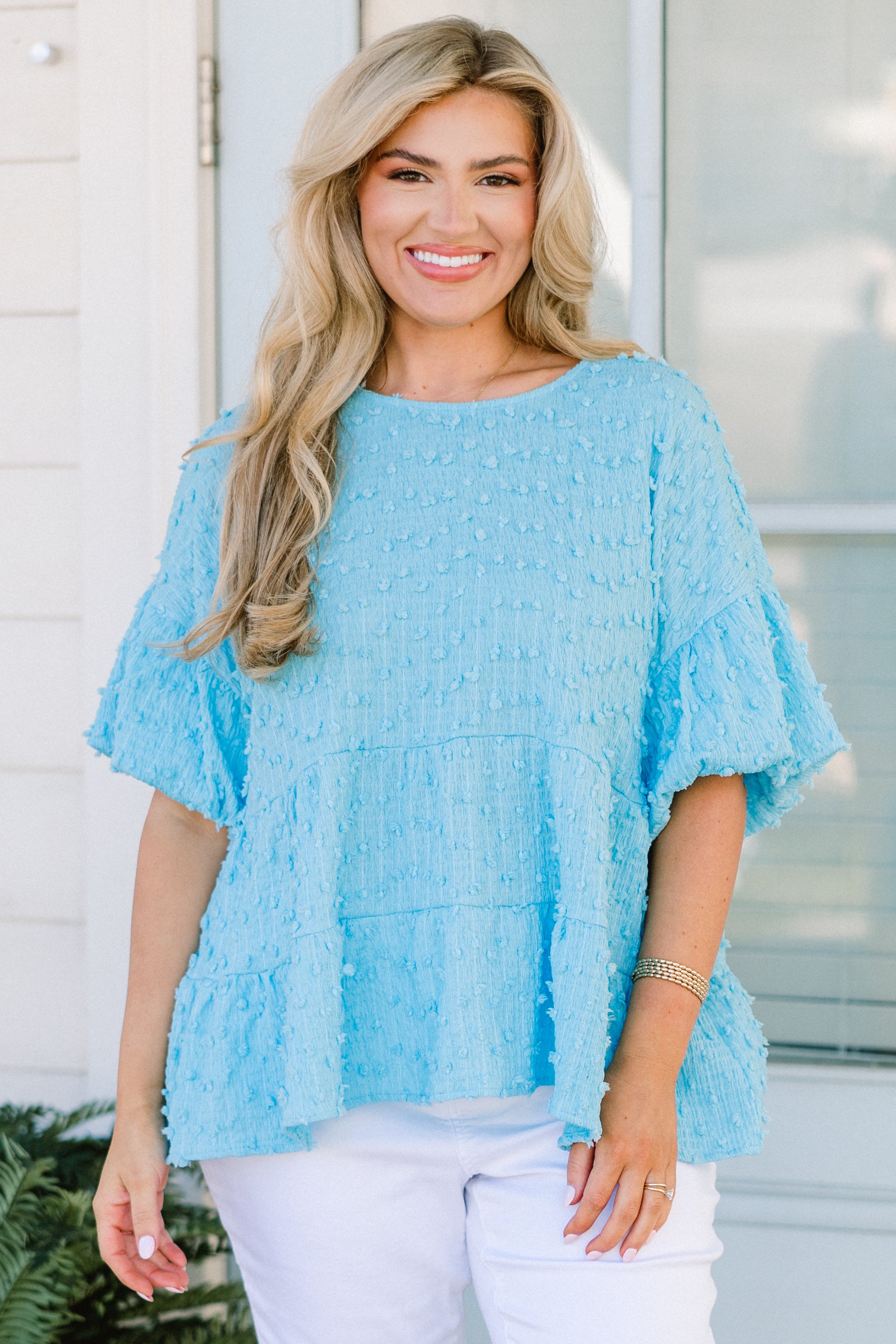 A Rosy Smile Top, Blue